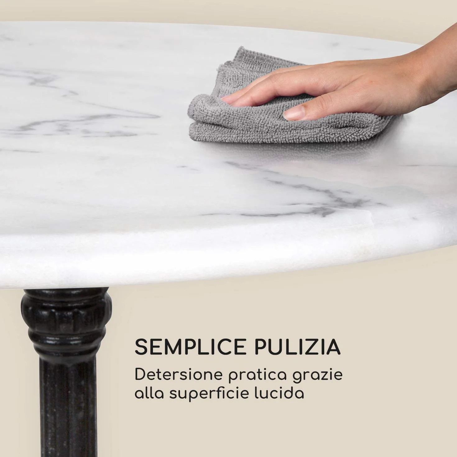 blumfeldt Patras - Tavolino da Bar con Bordo Decorativo, Tavolo da Esterno, Tondo, Base in Ghisa, Interni ed Esterni, Impermeabile, Resistente al Gelo, Ø 60 cm, Altezza 110 cm, Bianco