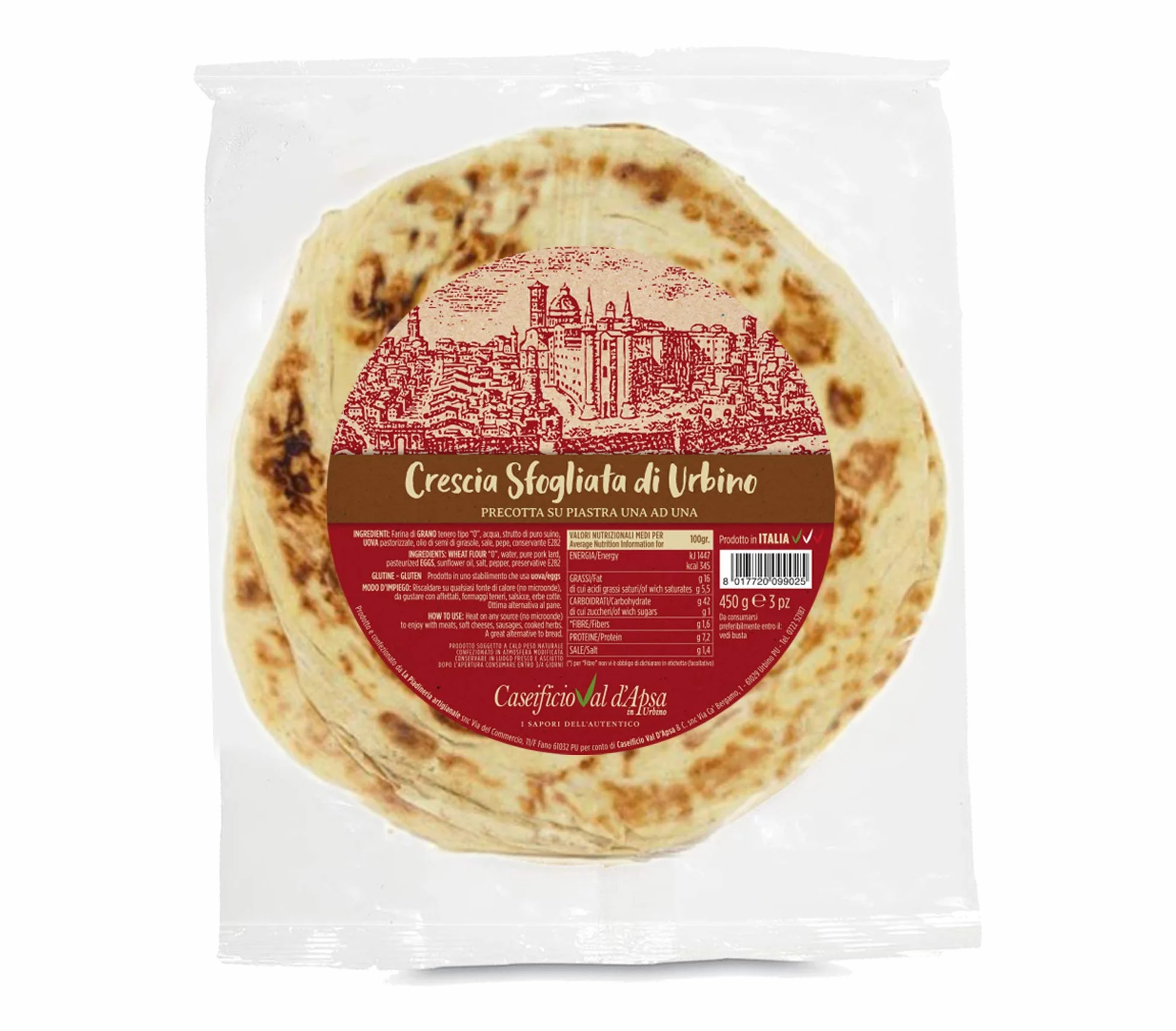 CARTONE DA 10 CONFEZIONI di Crescia Sfogliata di Urbino (450)