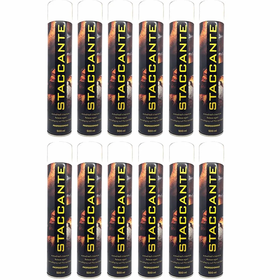 12 pezzi - STACCANTE spray ALIMENTARE per teglie 500ml - spray antiaderente ideale per torte, dolci e salati - per oliare stampi, padelle ecc - VOL 10 ad uso professionale