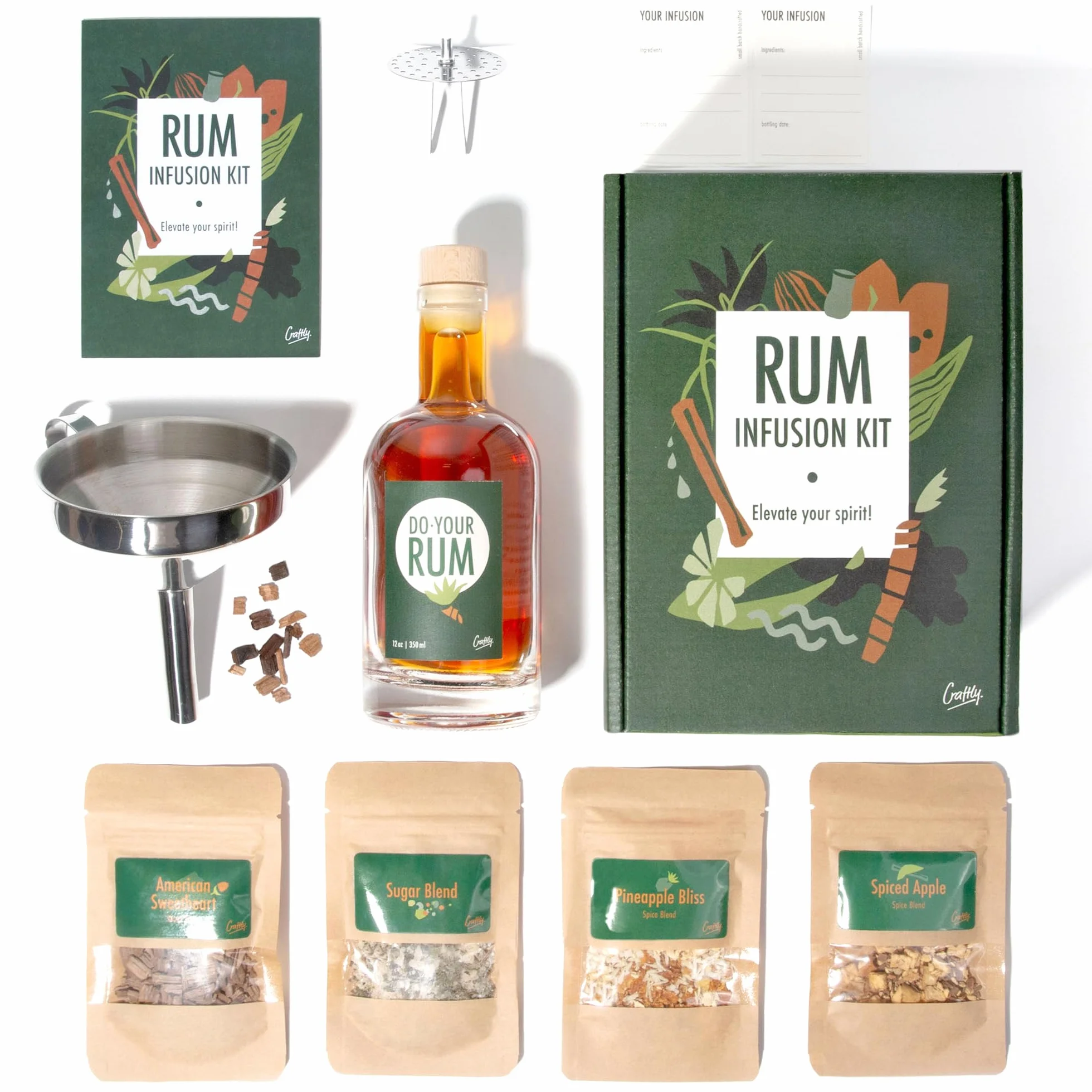 Kit Infusione Rum By Craftly | Prodotti Botanici Naturali Per Cocktail Fatti In Casa | Ottimo Regalo Per Natale, Compleanno, San Valentino, Pensione | Idee Regalo Per Uomo E Donna | Spezie E Bottiglia