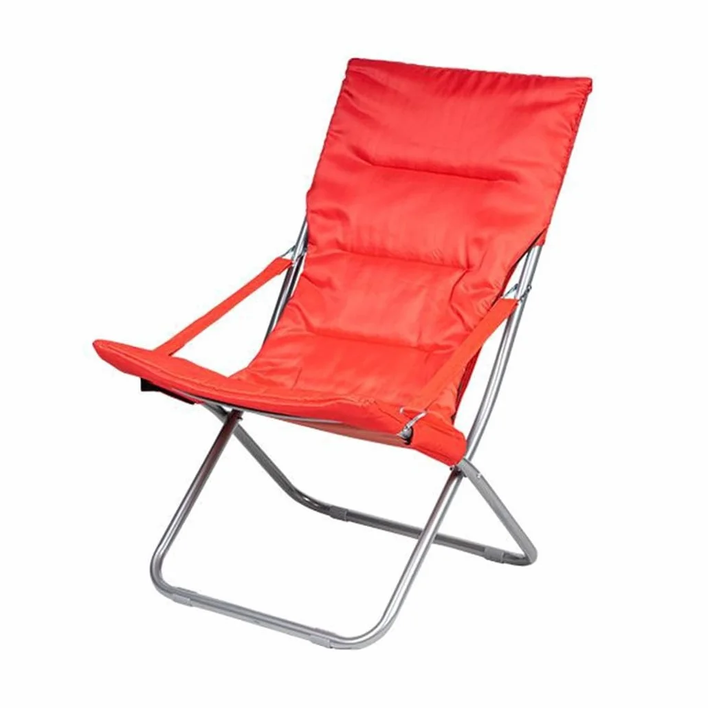 Trade Shop - Spiaggina Sedia Canapone in Acciaio Tessuto Imbottito Pieghevole Relax Rosso 3994182 -