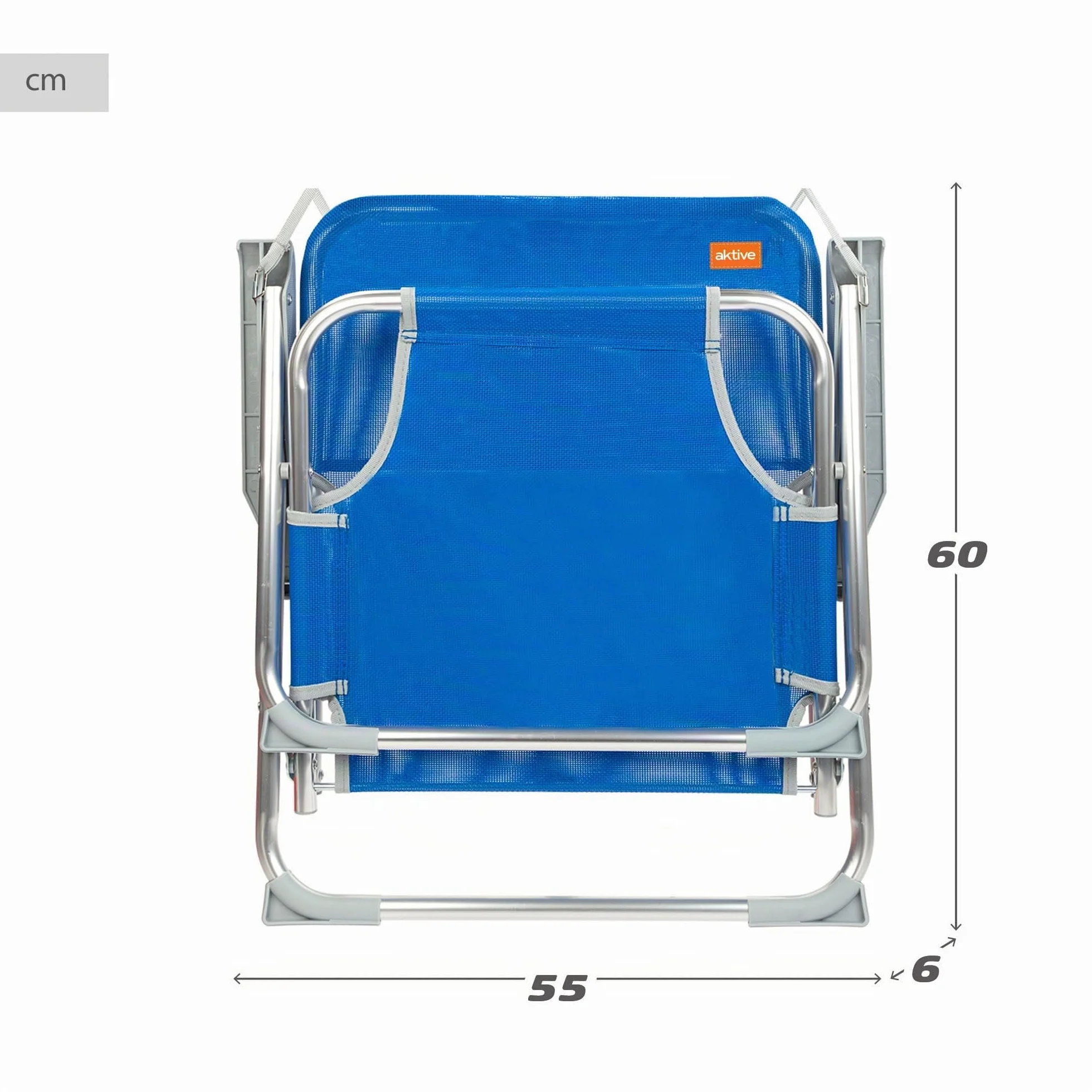 AKTIVE 62605 – Sedia da spiaggia pieghevole fissa in alluminio, 55 x 34 x 71 cm, con maniglia
