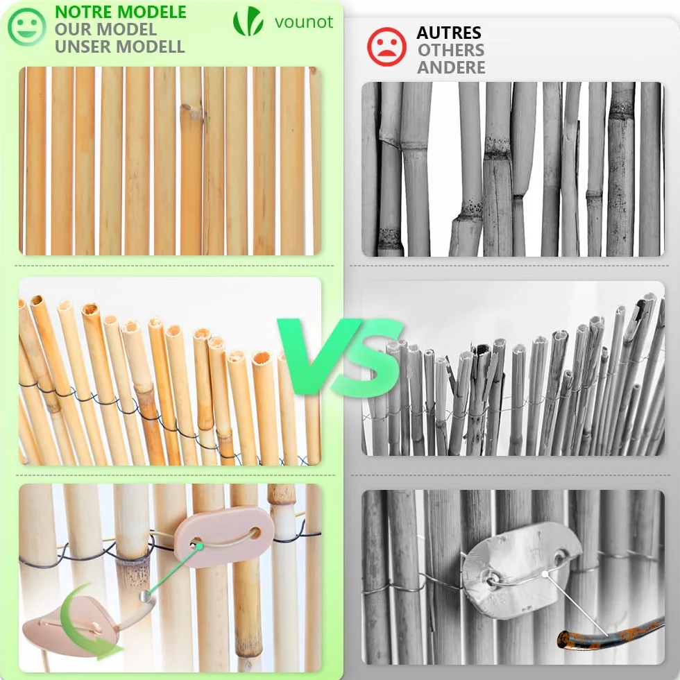 VOUNOT® Recinzione in Canna Naturale Reed Screening, Schermo per la Privacy del Patio, Rotoli Decorativi Frangivista Balcone Canniccio Arella Stuoia Cannette Ombra Recinzione Esterno 100x300cm