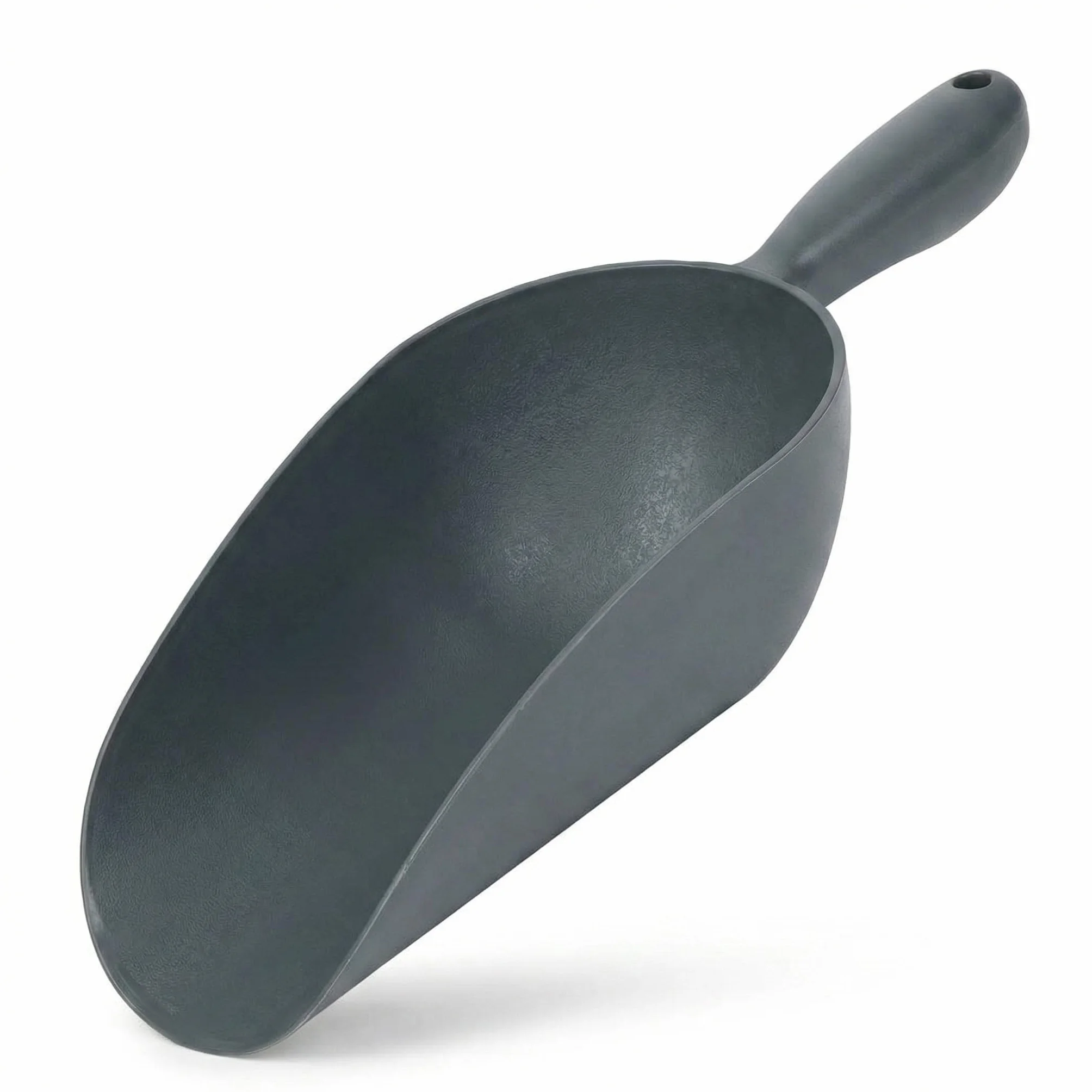 Pala multifunzione - Misuratore di mangime per cani e cavalli, pala per giardino, terra e cucina - materiale resistente e forte - cucchiaio dosatore resistente ed ergonomico (grigio)