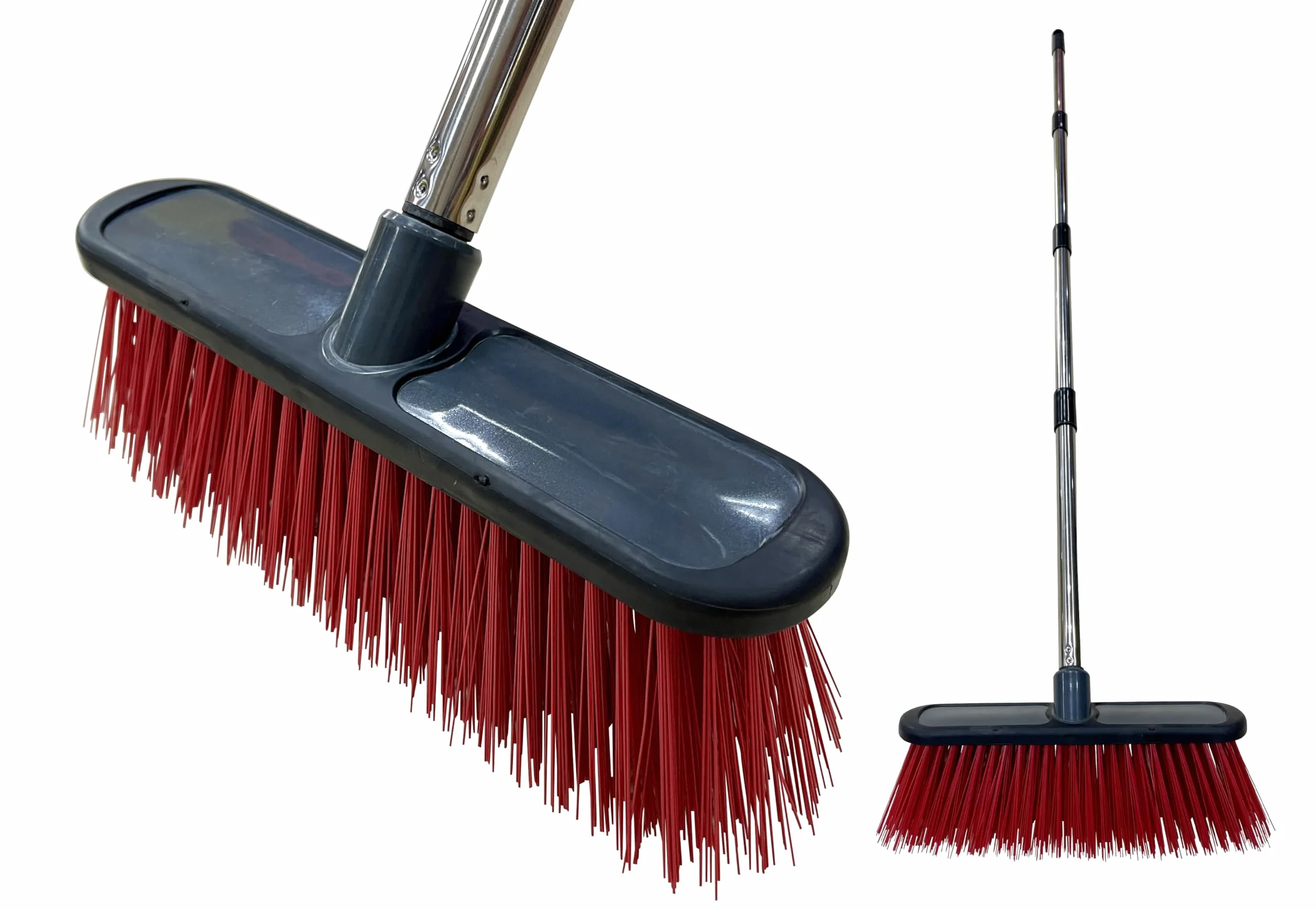 Fit For The Job Scopa resistente per esterni con fibra sintetica e manico in alluminio in 4 parti,