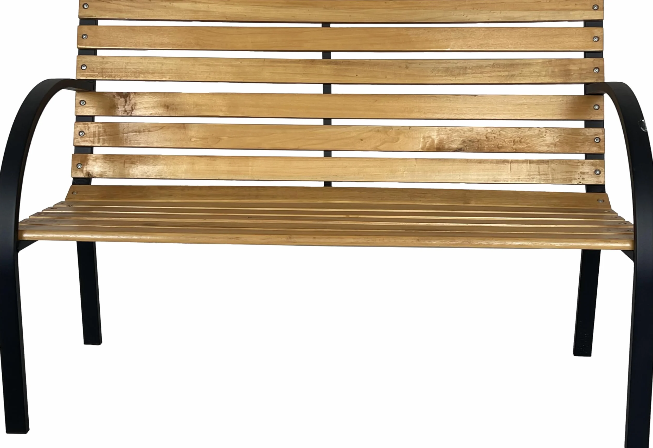 AVANTI TRENDSTORE - Walla - Panca da giardino con schienale e braccioli in legno/metallo LAP 120x83x58 cm