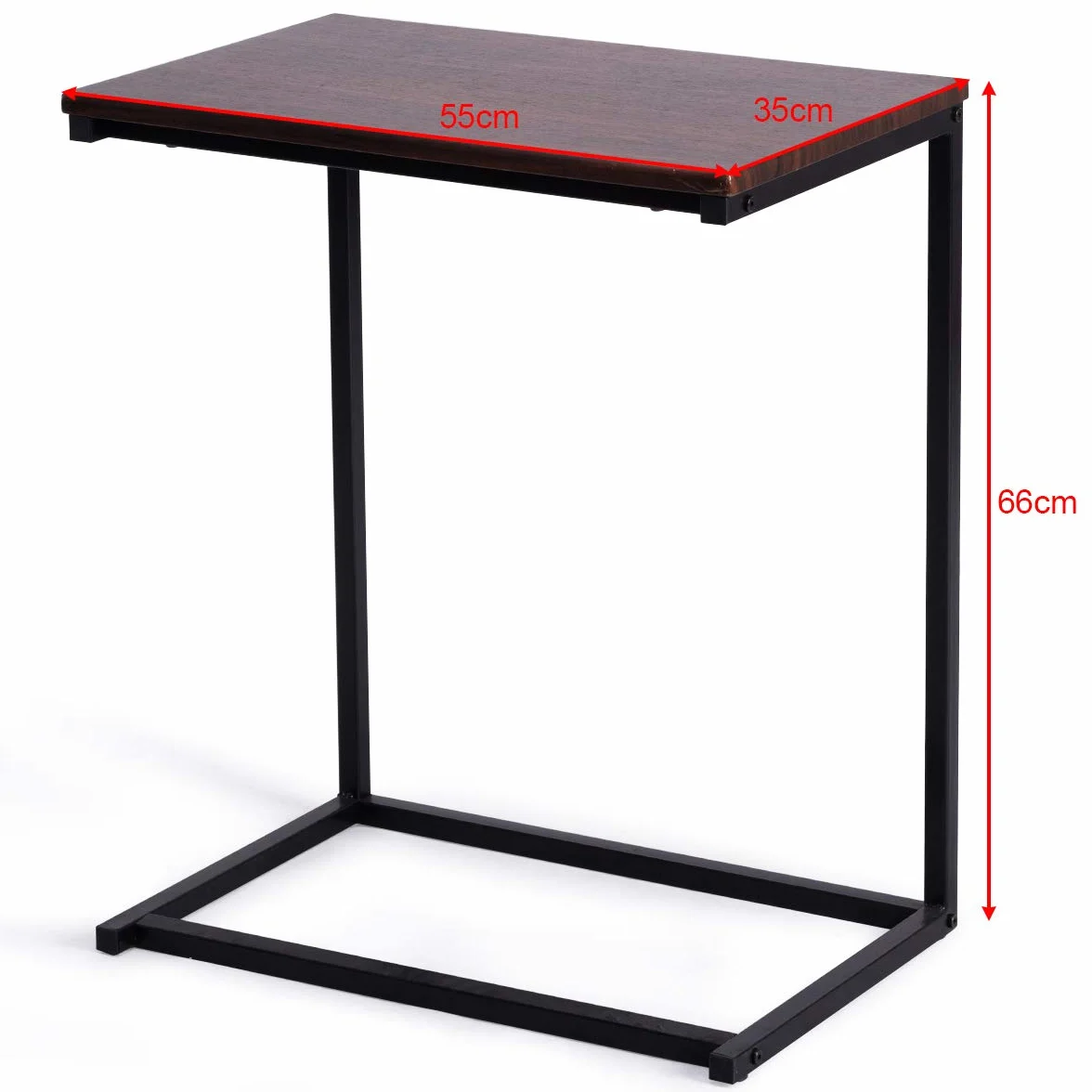 COSTWAY Tavolino Porta PC Laptop, Tavolo da caffè in Legno e Metallo, Ideale per Soggiorno, Balcone, Studio e Giardino, 55 x 35 x 65 cm (Noce)
