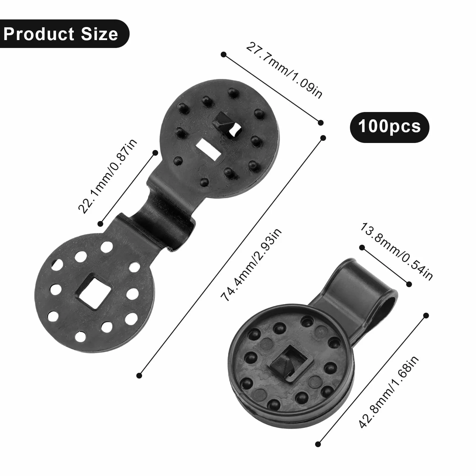 100 Pezzi Clip Plastica Parasole, Clip di Fissaggio per Rete Parasole, Anti-Ossidazione & Anti-Deformazione, per Reti Ombreggianti, Tessuti Antivento,Giardini, Cortili, Balconi (Nero)