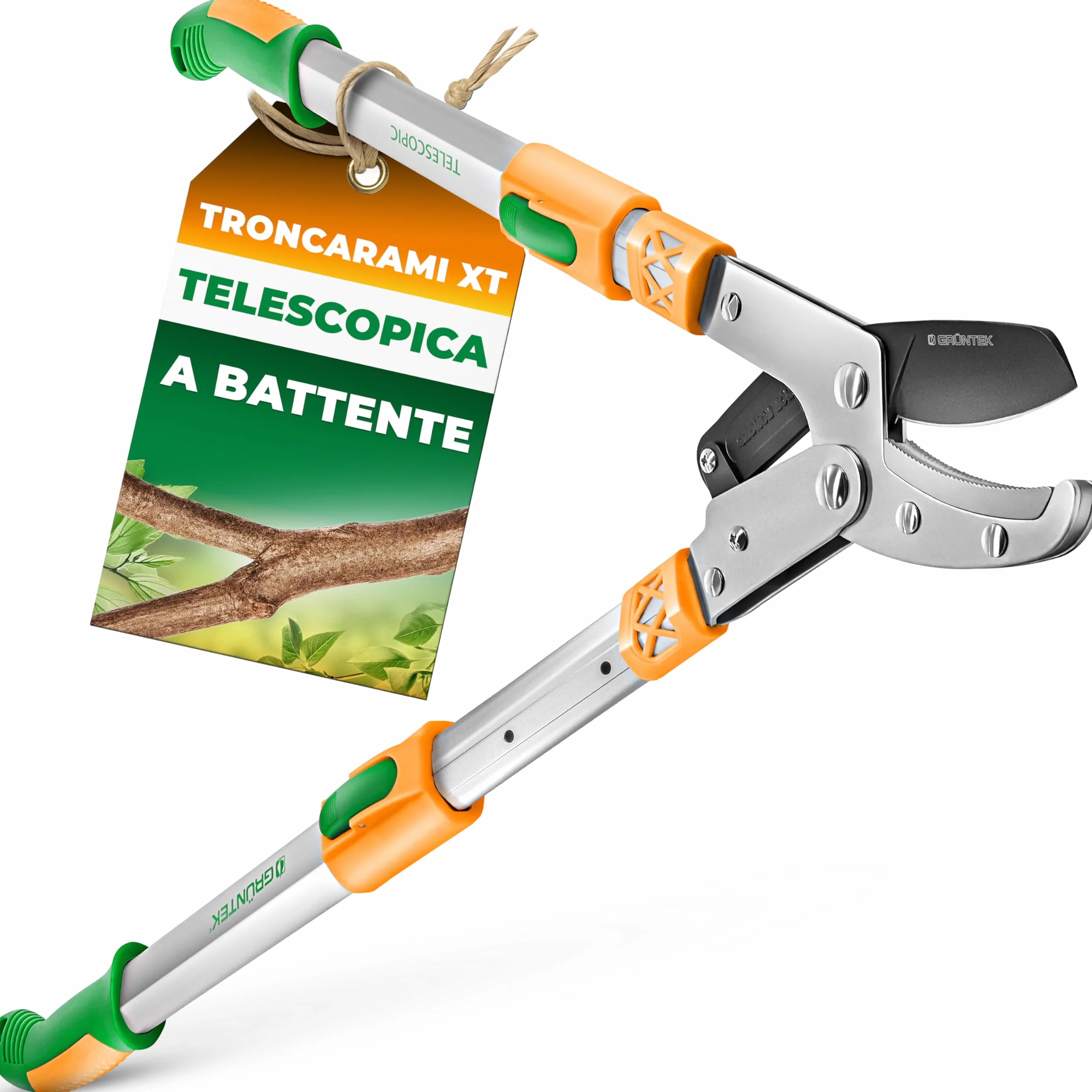 GRÜNTEK Cesoia Troncarami Telescopico Professionale - Cesoie Telescopiche XT 685-1015mm - Taglia Rami in Altezza. Forbici Giardinaggio Taglio a Incudine. Cesoie Potatura Lama 78mm in Teflon.