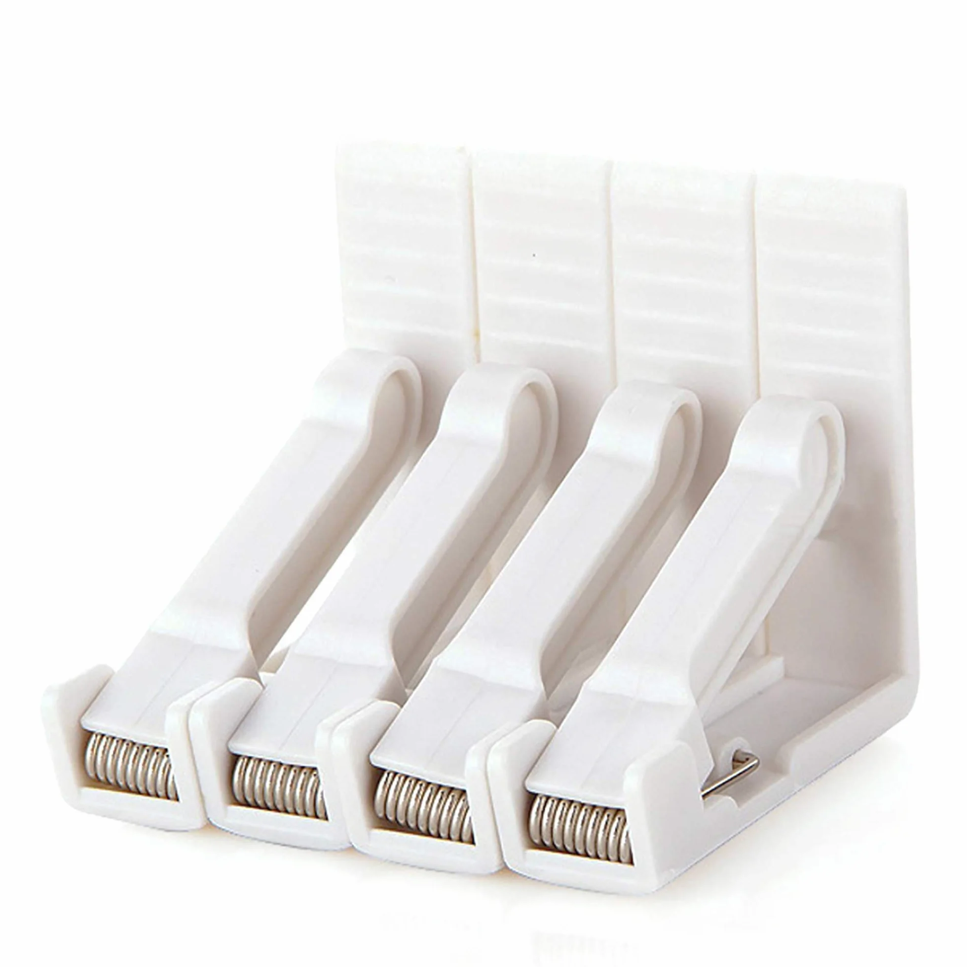 4 mollette per tovaglia, clip in plastica bianca, morsetto alto regolabile, spessore tavolo max circa 4,5 cm, fermaglio per tovaglia per giardino, picnic, feste, cucina e ristorante. 5,8 x 5,8 x 1,5