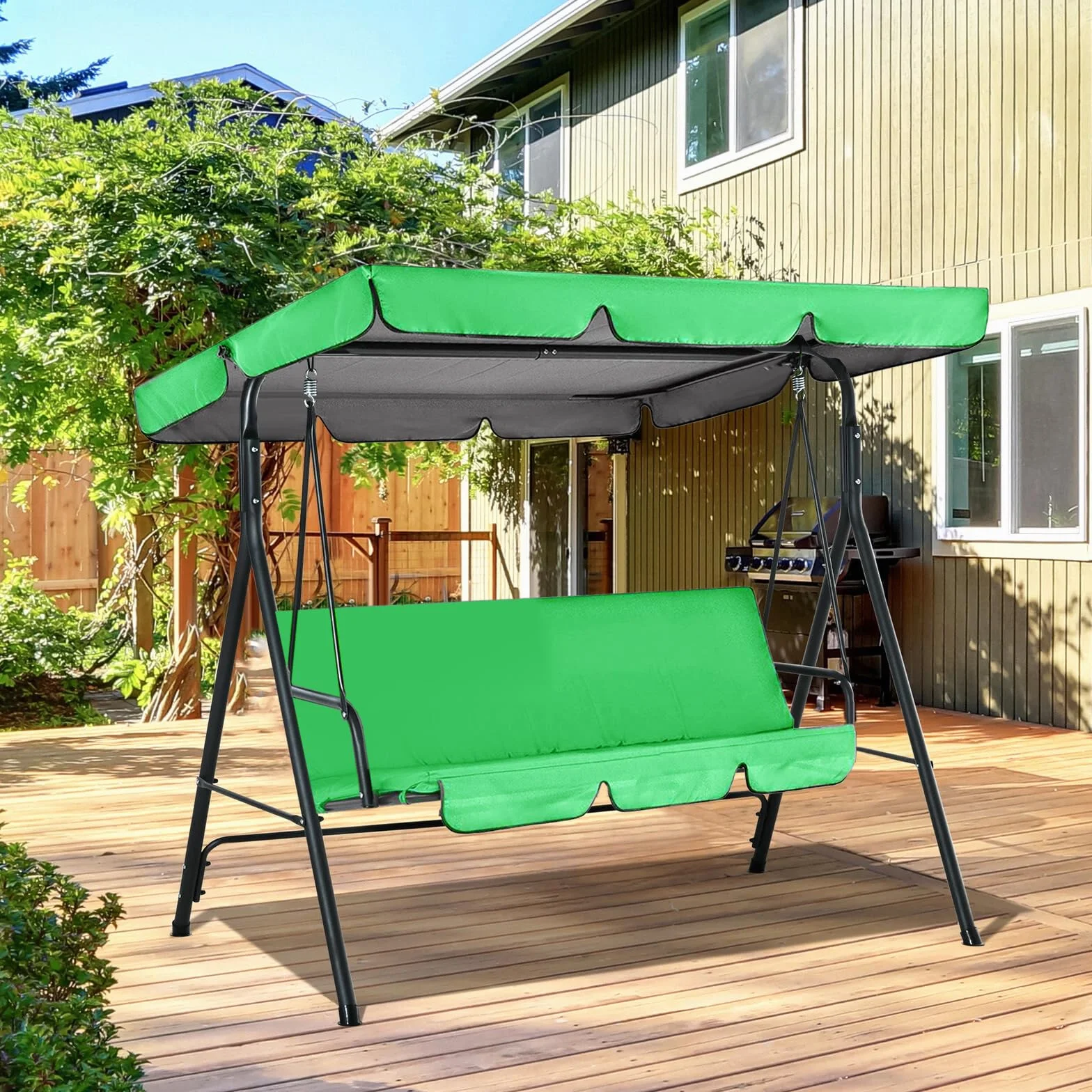 Tettuccio per Dondolo Tetto di Ricambio per Dondolo da Giardino,Copertura di Ricambio Impermeabile per parasole di ricambio,Copertura di Ricambio per Dondolo a 3 posti,Antistrappo,accessori
