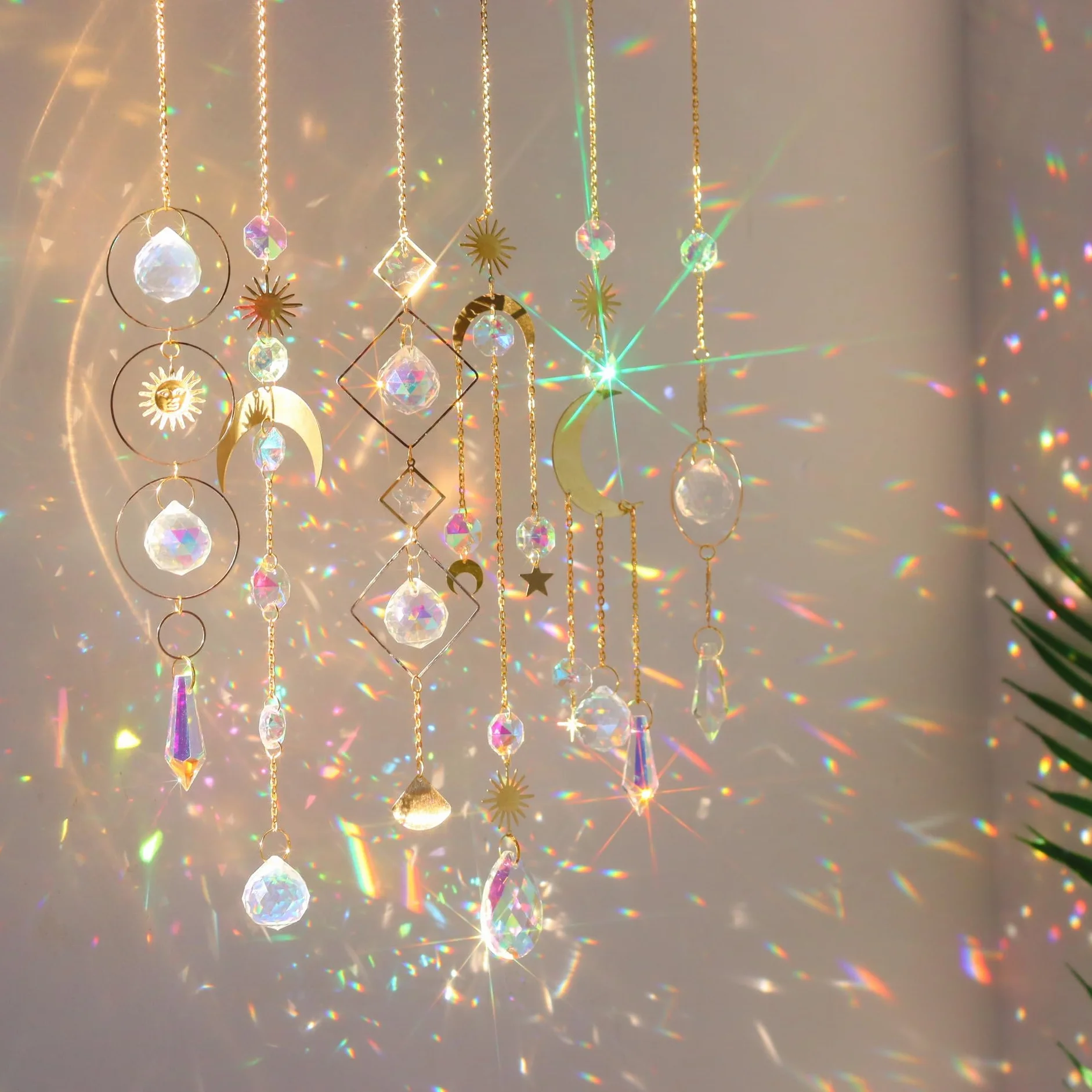 Aililong Set di 6 acchiappasole in cristallo, effetto arcobaleno, per finestre, giardino, matrimoni e feste, ornamenti da appendere come scacciapensi a vento