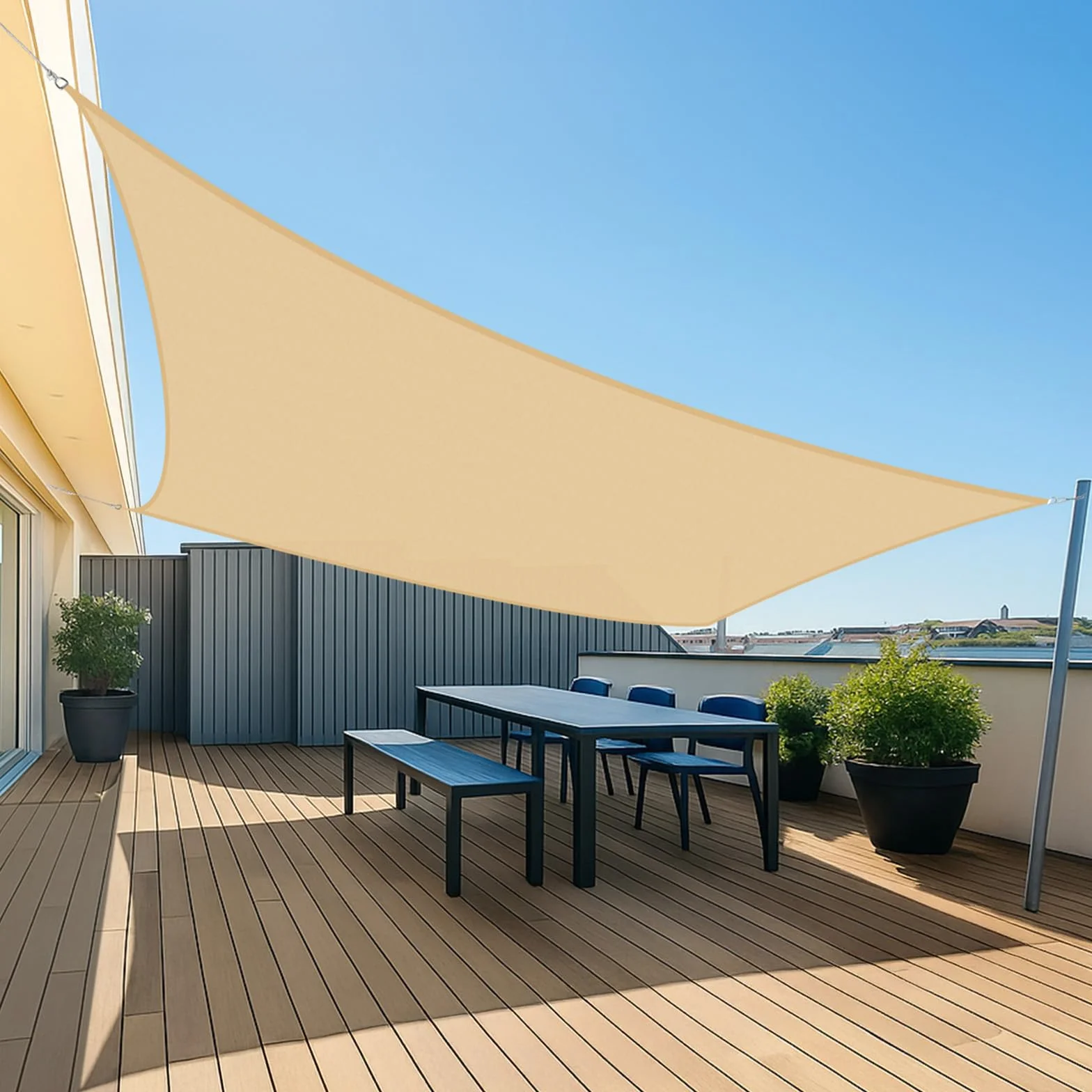 UMI Vela Ombreggiante Impermeabile 2x4m Rettangolare Tenda a Vela Protezione Raggi UV 98% Tenda Parasole per Esterno Giardino Terrazzo - Sabbia