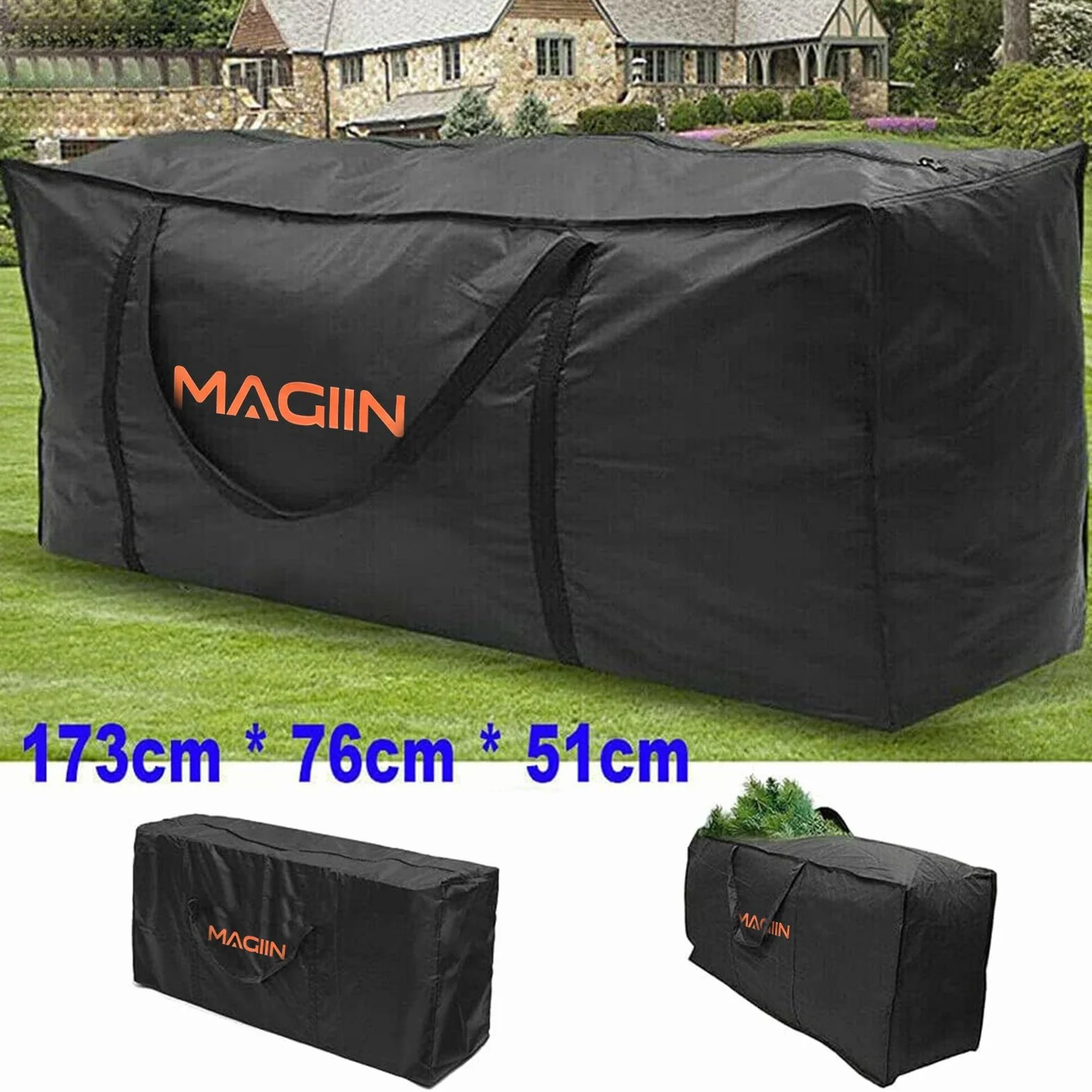 MAGIIN Custodia protettiva per cuscini imbottiti, impermeabile da giardino, borsa Oxford con maniglia per cuscino, cuscino per albero di Natale, resistente allo sporco