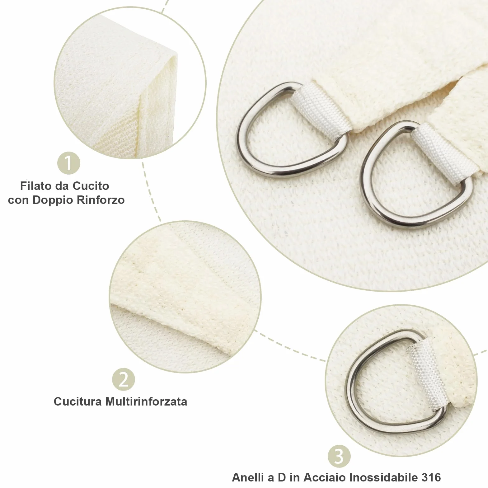 AXT SHADE Vela Ombreggiante Rettangolare 4x5m Tenda a Vela Traspirante e Protezione Raggi UV per Esterno Terrazza Giardino-Crema
