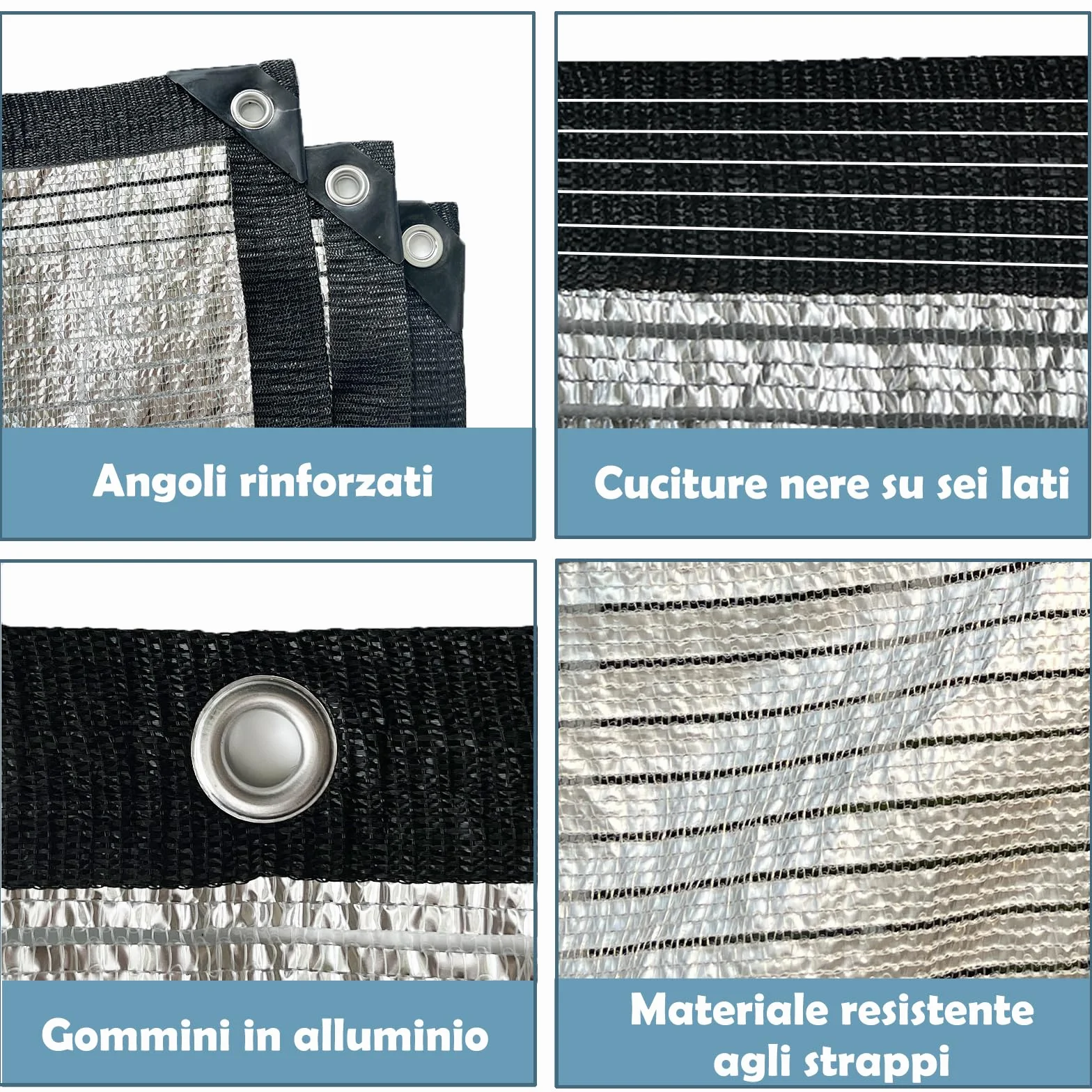 BeGrit Telo Ombreggiante Alluminio 3x4m Rete ombreggiante Riflettente Auto Esterno all'75% Telo Ombra Riflettente con Occhielli Rete di Protezione Solare Traspirante per Giardino Balcone Campeggio