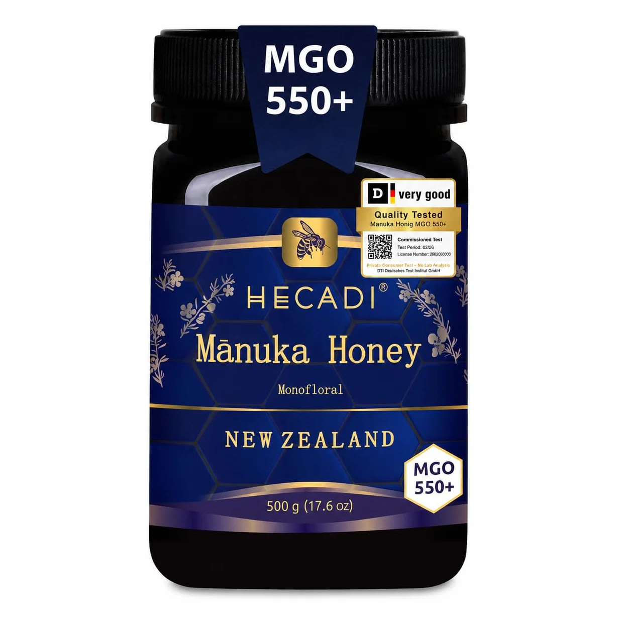 Miele di Manuka 550+ Originale della Nuova Zelanda, con contenuto di MGO confermato 500 g
