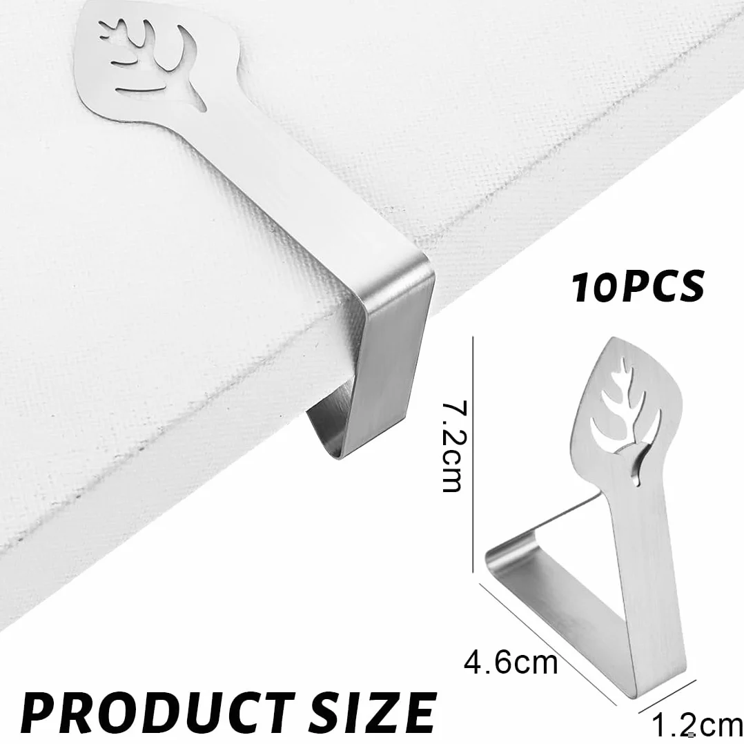 10 Tovaglia Clip in Acciaio, Gadget Molla Fermatovaglia, tavolo pieghevole, ferma tovaglia da esterno, fermatovaglia da esterno, Acciaio Inossidabile, Argento, per Outdoor Picnic Party