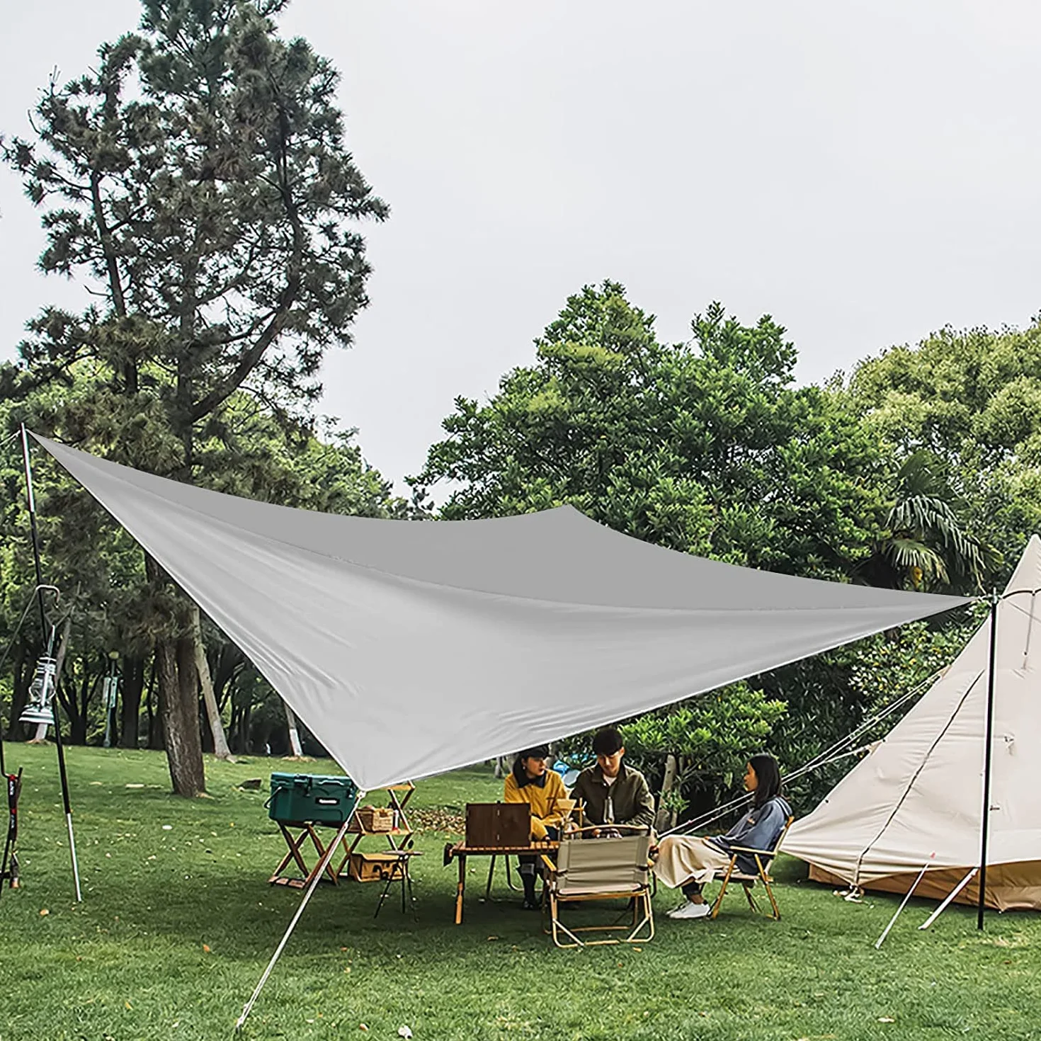 Tenda a Vela Ombreggiante 2x3m Rettangolare, Teli Ombra Esterno Oxford Imperméabile, Protezione UV,con 4 Corde Nylon,Anelli Inox 304,Grigio Scuro per Pergola Giardino Terrazzo.