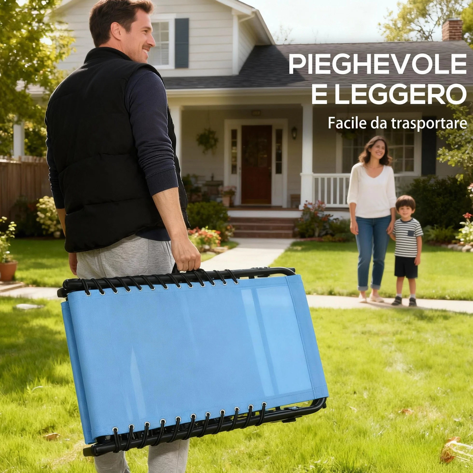 Outsunny Lettino Prendisole Pieghevole con Schienale Reclinabile su 4 Livelli, Sdraio da Giardino con Seduta Traspirante in Tessuto a Rete, per Spiaggia Piscina Giardino, 189x58x30 cm, Blu