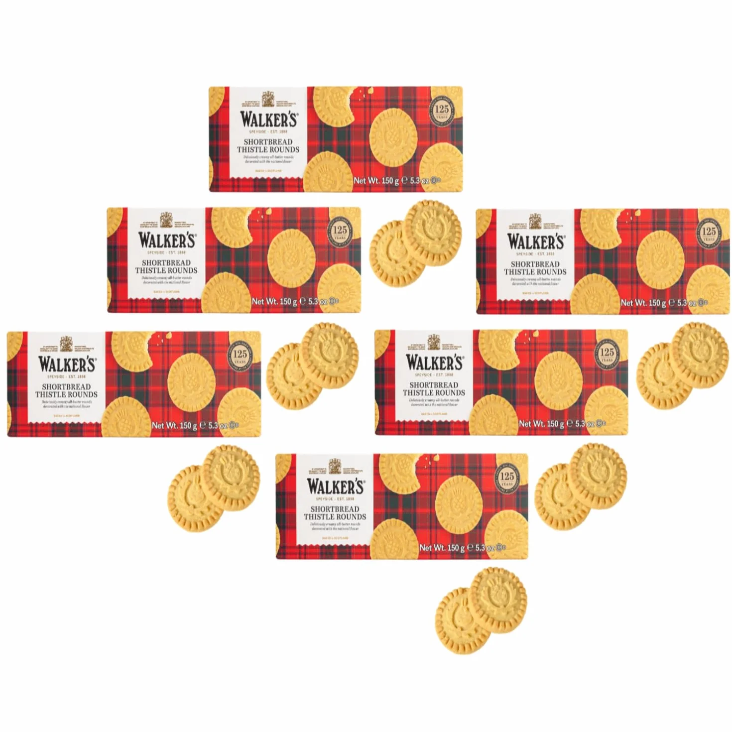 Walkers | Biscotti Rotondi Scozzesi Pasta Frolla Burro e Sale | Biscotti Inglesi Sapore Burro Salato - 6 Astucci