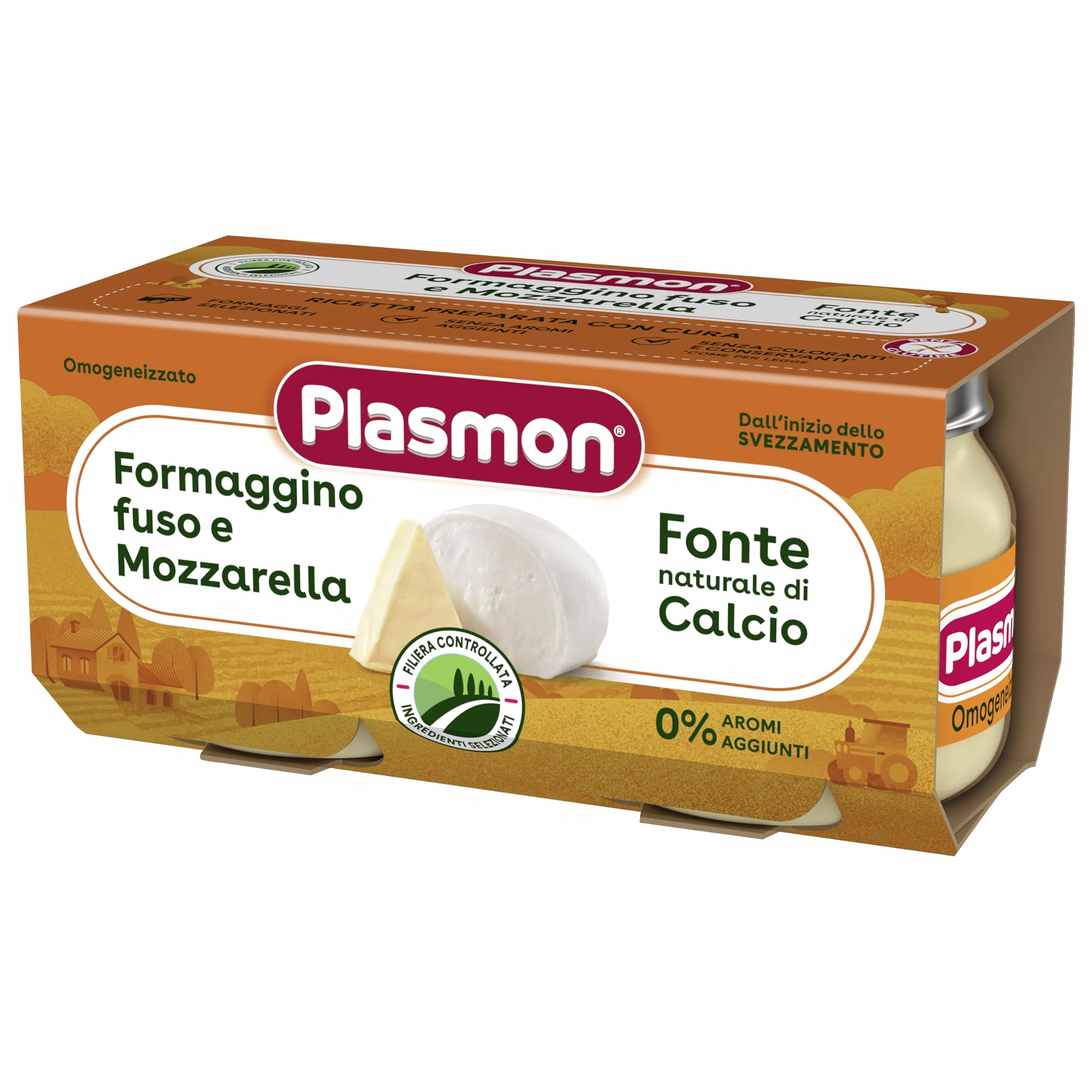 Plasmon Omogeneizzato Formaggino Fuso e Mozzarella 2x80g (12 Confezioni)