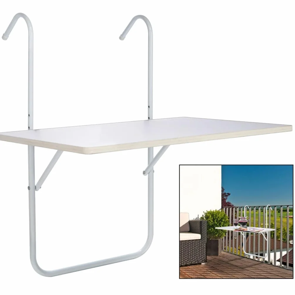 HI Balkon-Klapptisch Weiß 60 × 40 × 1,2 cm