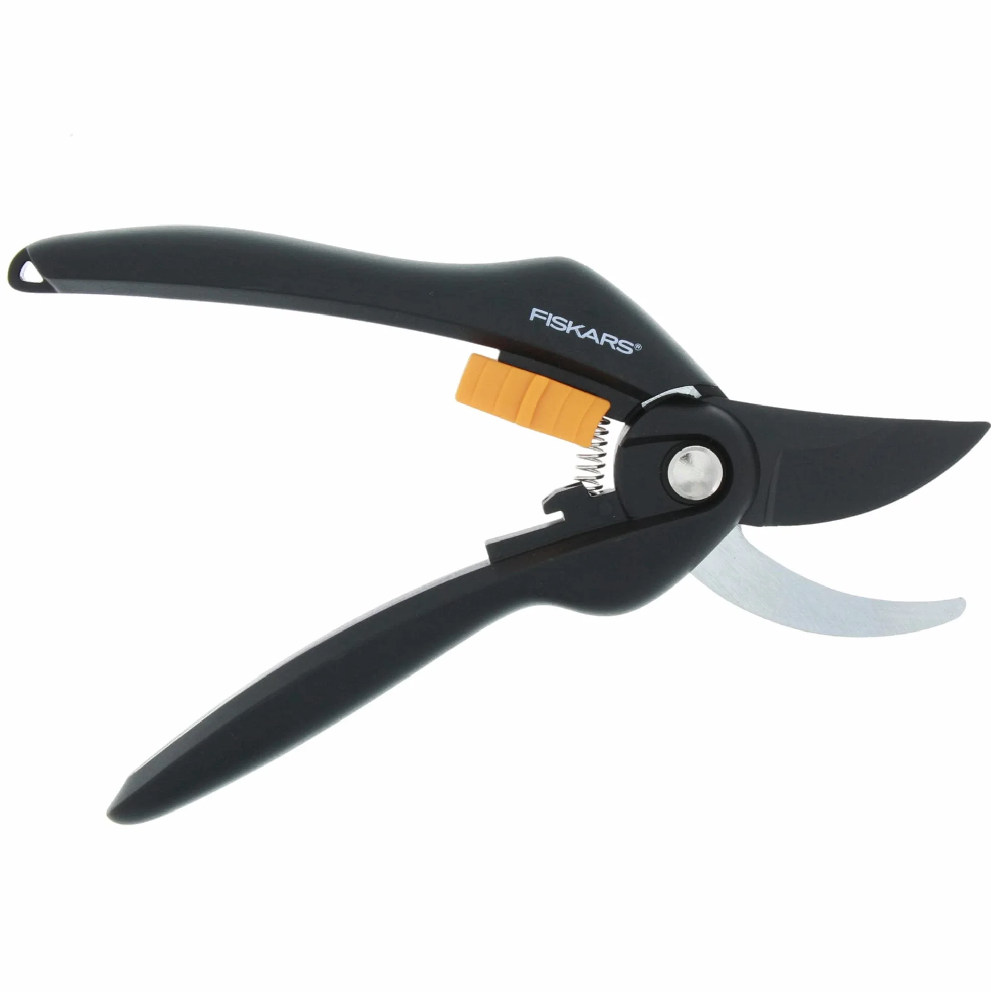 Fiskars Forbici da potatura Bypass, Cesoie, Lame in Acciaio con Rivestimento Antiaderente, Lunghezza: 20 cm, Diametro di Taglio: 2,2 cm, Nero/Arancione, SingleStep, P26, 1000567