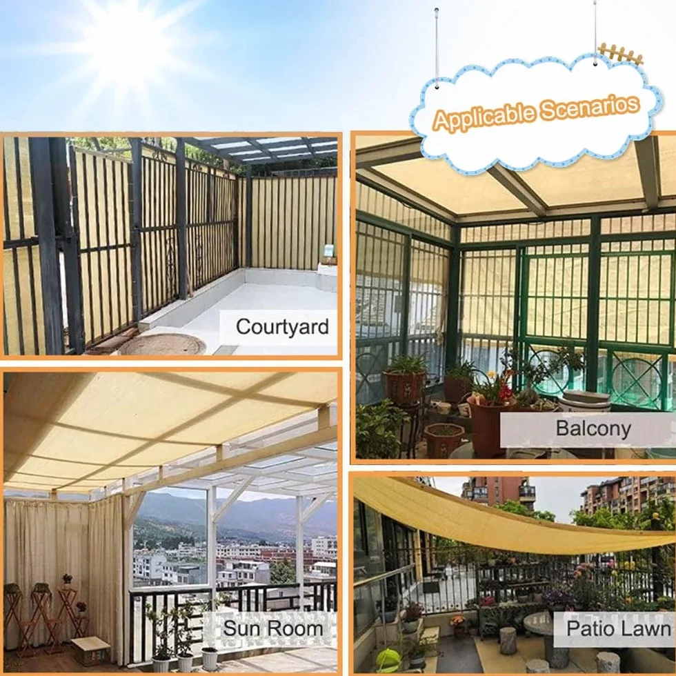 Beige 90% Rete Telo Ombra, 2x2m 3x4m 4x6m 5x5m 6x12m 7x8m 9x10m Panno Ombreggiante Resistente Ai Raggi UV Vela Ombreggiante, Tenda Da Sole Privacy Con Occhielli (Size : 2x3m(6.6x10ft))