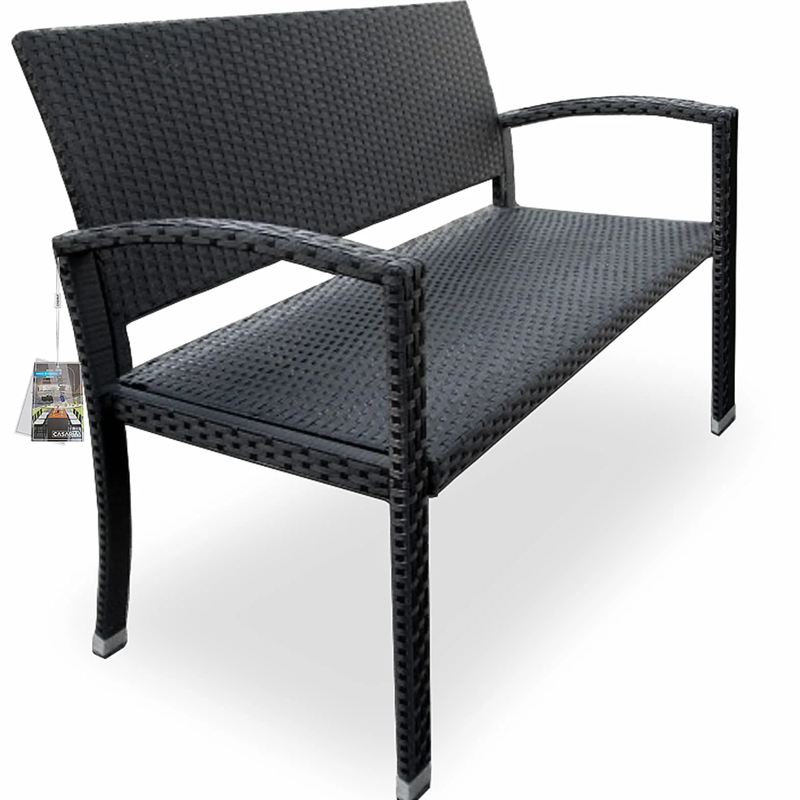 Casaria Panchina da Giardino Polyrattan 2 Posti 122x90x58cm 320kg Panca da Esterno Terrazzo Balcone