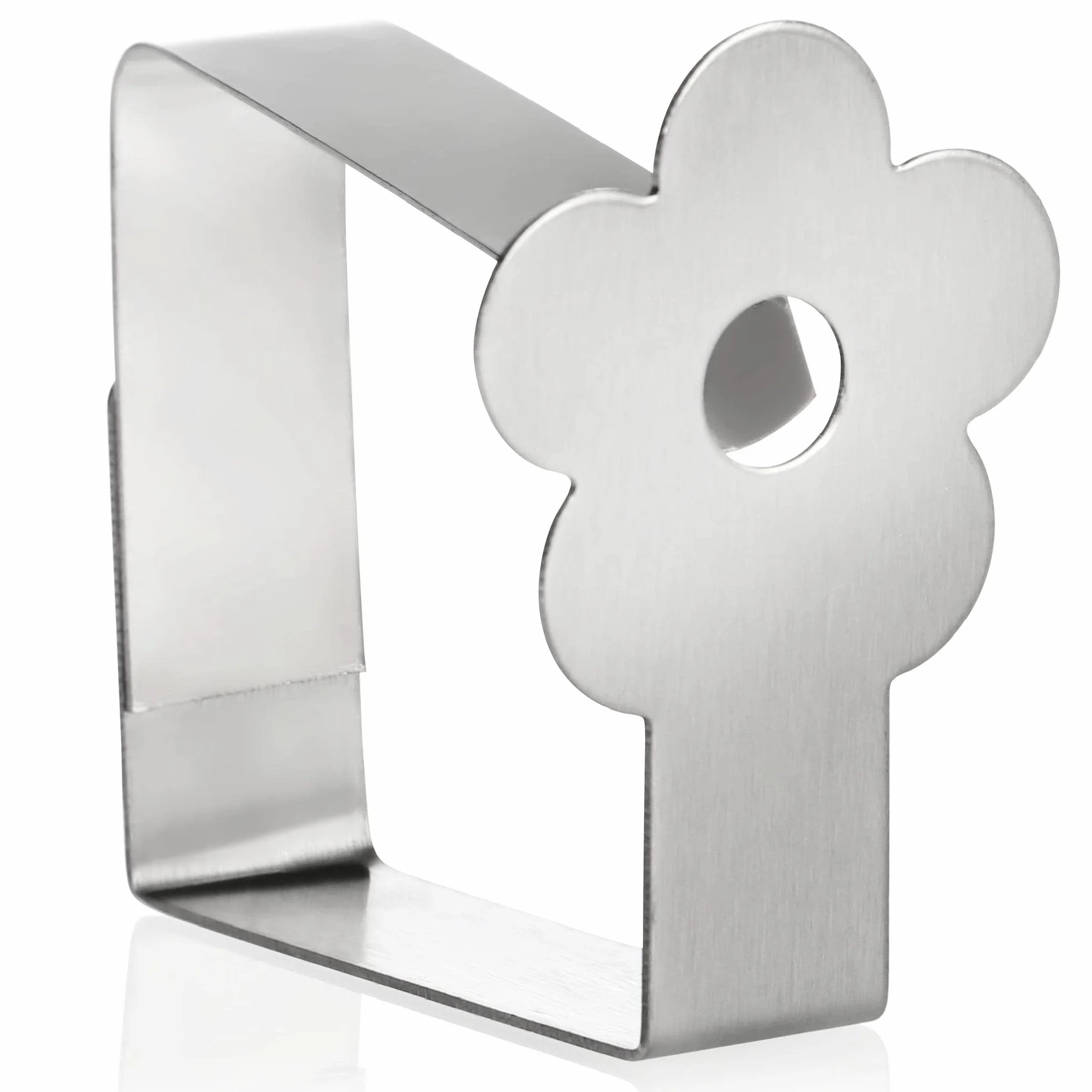 COM-FOUR® 8x clip per tovaglie premium in acciaio inossidabile - porta panni per biancheria da tavola - clip per tovaglie per interno ed esterno - clip in metallo (08 pezzi/fiore)