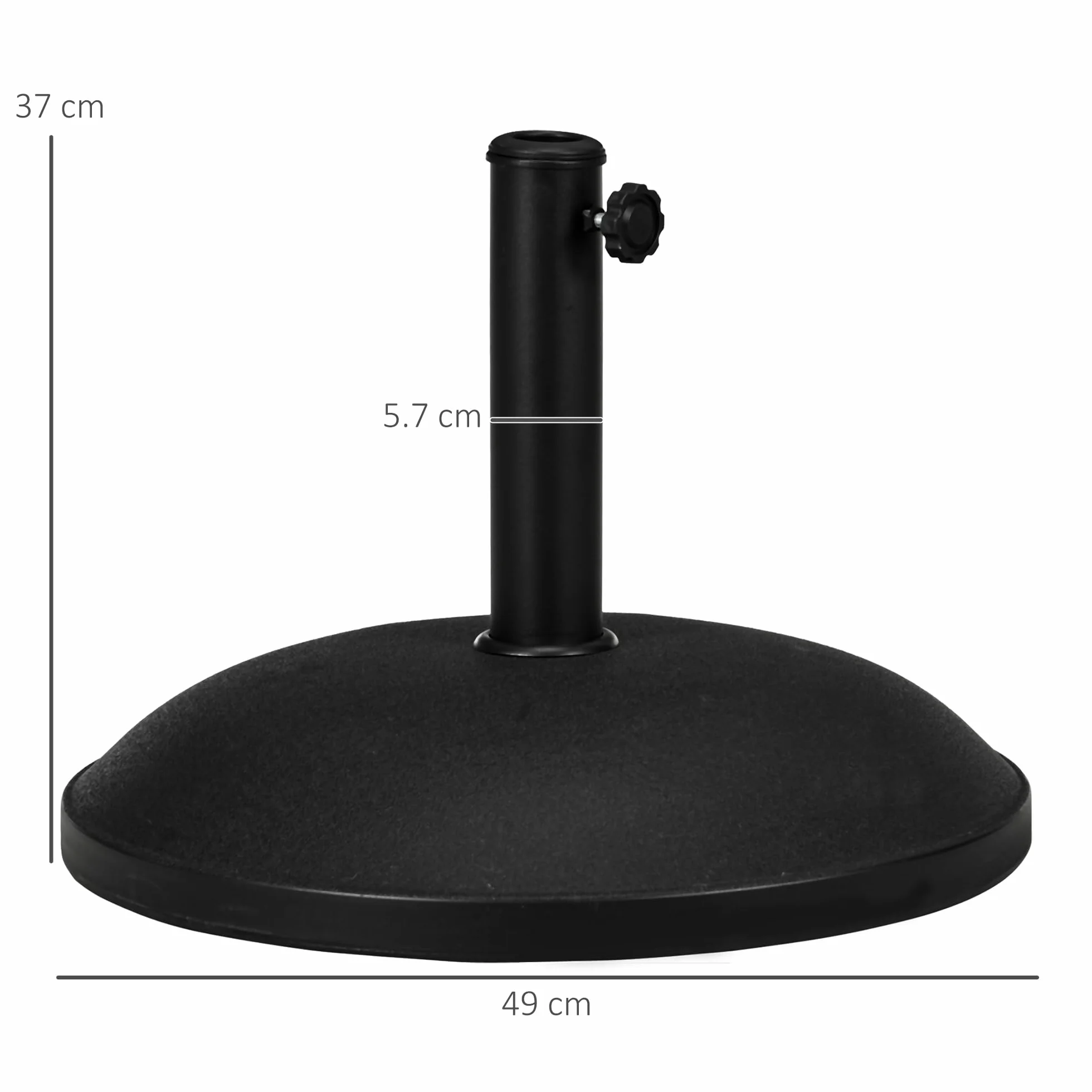 Outsunny Base Ombrellone in Cemento per Ombrelloni con Palo di Ø35mm, Ø38mm, Ø48mm, per Giardino, Terrazzo e Balcone, Nero Ø49x37 cm