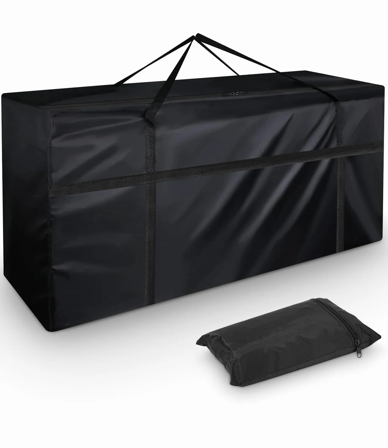 Custodia protettiva per cuscini da giardino, impermeabile, resistente ai raggi UV, resistente agli strappi, in tessuto Oxford (nero, 130 x 32 x 55 cm)