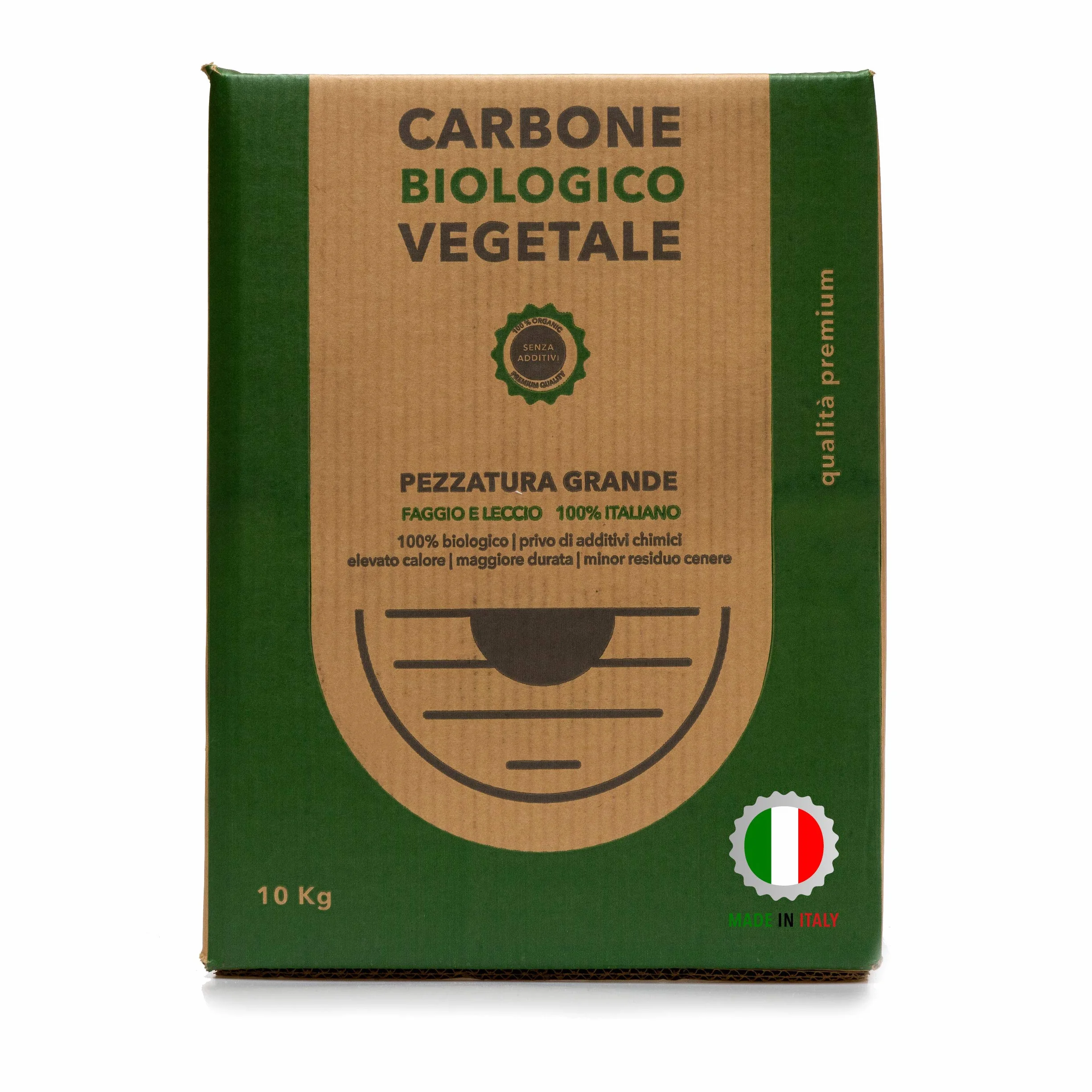 Classe Italy Scatola 10Kg Biologico Vegetale di Legna di Faggio e Leccio Italiano 10 kg | Carbonella/Carbone, Grill, Grigliata InstaGrill o Barbecue da Tavolo Senza Fumo, Nero