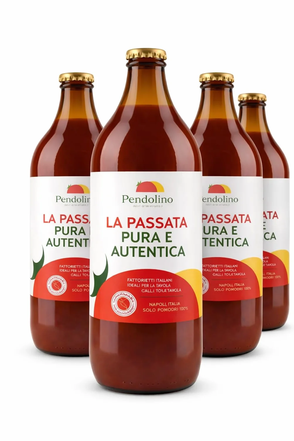Passata Pura e Autentica di Pomodoro 650 g -100% Pomodoro Italiano Siccagno– Senza Sale e Conservanti – Agricola Pendolino (4, 2600, grammo)
