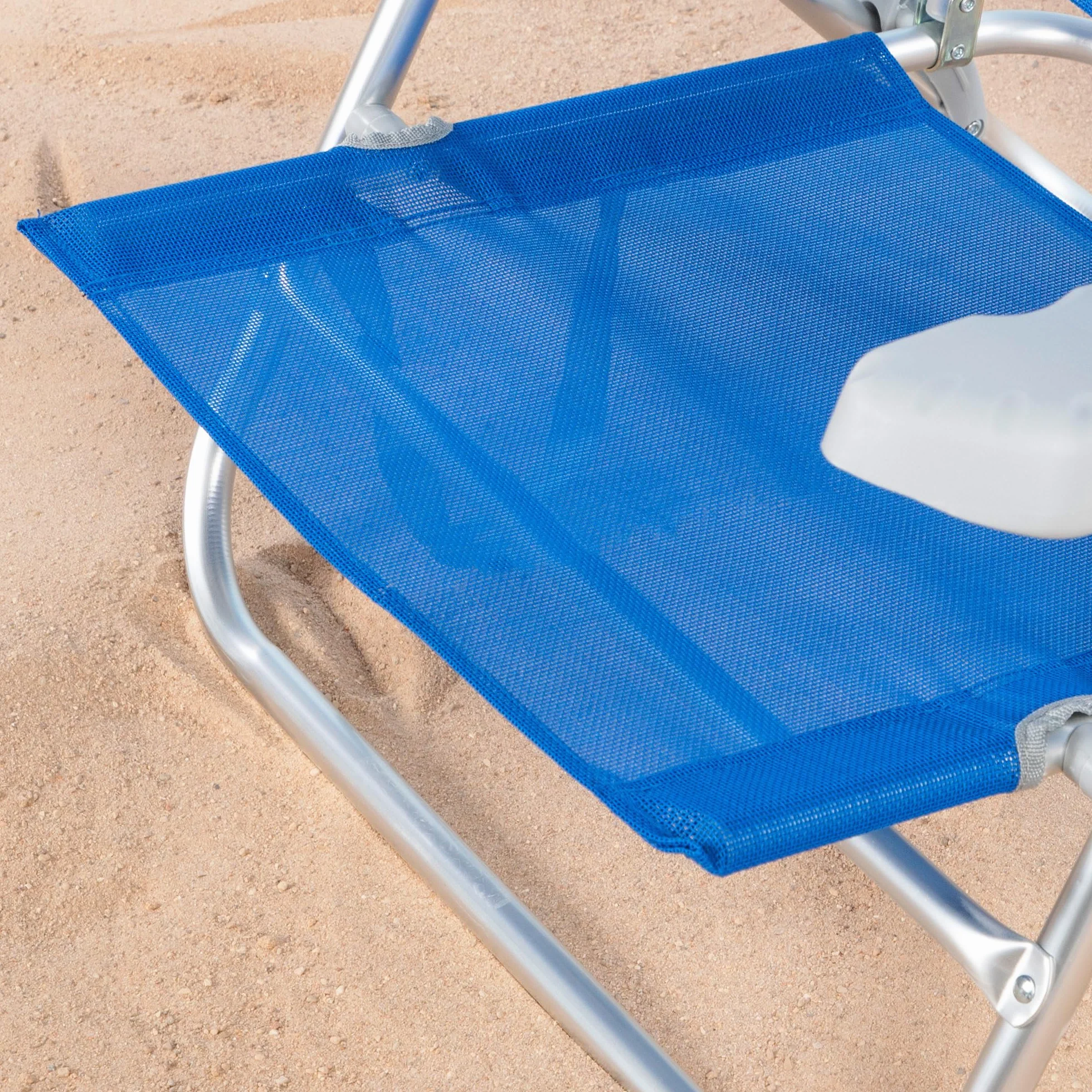 AKTIVE Confezione da 2 sedie da spiaggia pieghevoli, schienale 8 posizioni, convertibili in sdraio, 47 x 49 x 82 cm, in alluminio e textilene, con cuscino imbottito e maniglie per le mani, massimo 110