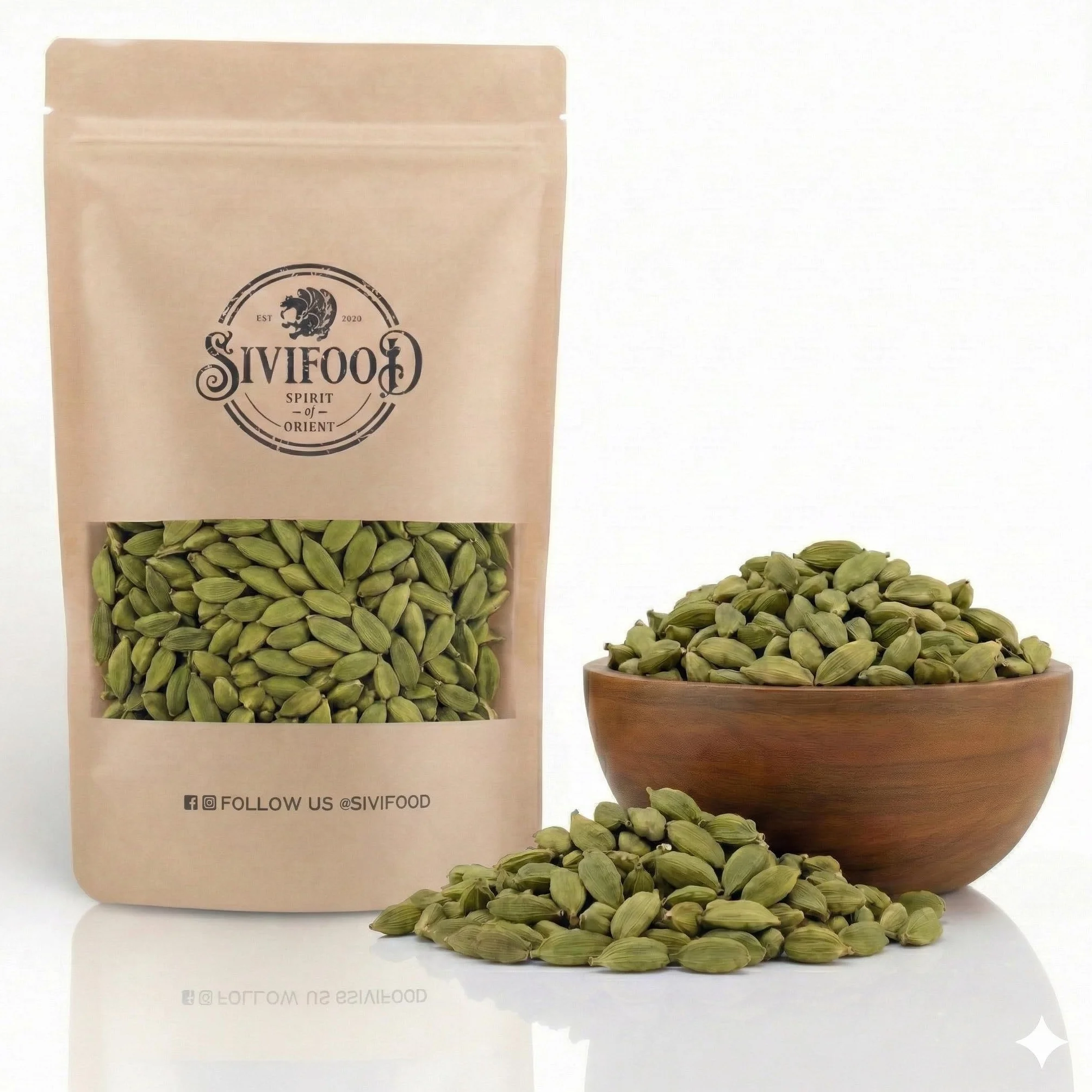 SIVIFOOD Cardamomo verde intero in capsule 250g – Naturale e selezionato a mano – 100% puro e non trattato – Spezia aromatica di alta qualità per cucina e infusi – Qualità premium