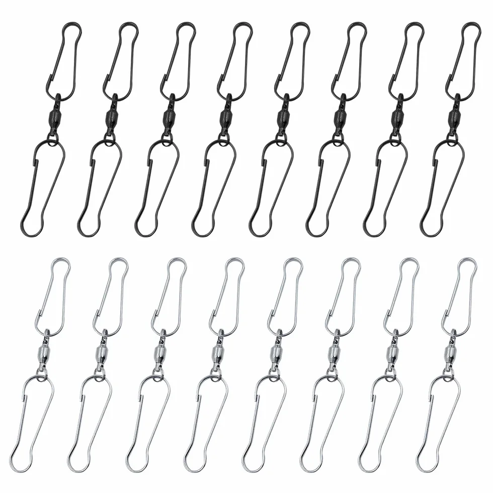 16 Pezzi girevole clips doppio, vento Spinner clip gancio doppio, appeso in acciaio inox ganci girevoli clip, appeso campane a vento, forniture di partito (8 nero + 8 argento)