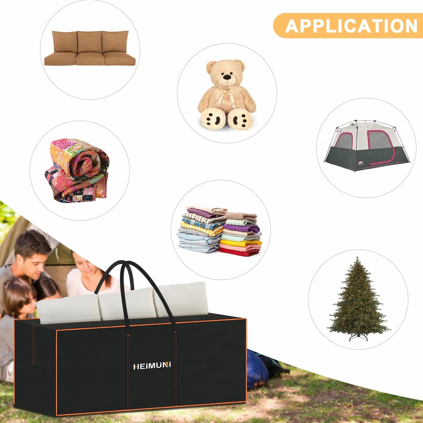 Borsa di Stoccaggio per Esterni, Impermeabile Porta Cuscini da Giardino Con Maniglia, Custodia per Albero di Natale, Custodia Organizer con Maniglie Borsa da Giardino Grande, 180x60x80cm