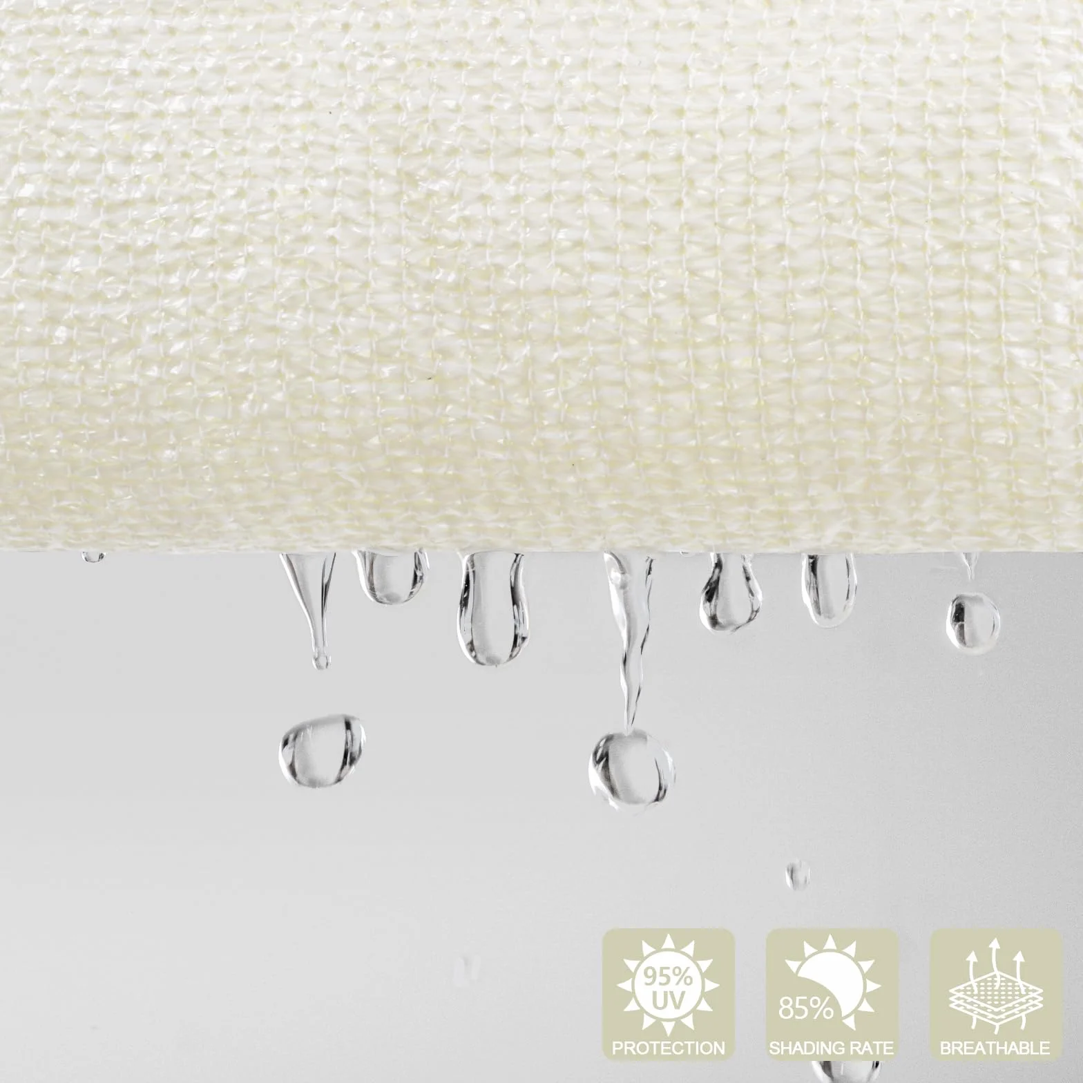 AXT SHADE Vela Ombreggiante Rettangolare 4x5m Tenda a Vela Traspirante e Protezione Raggi UV per Esterno Terrazza Giardino-Crema