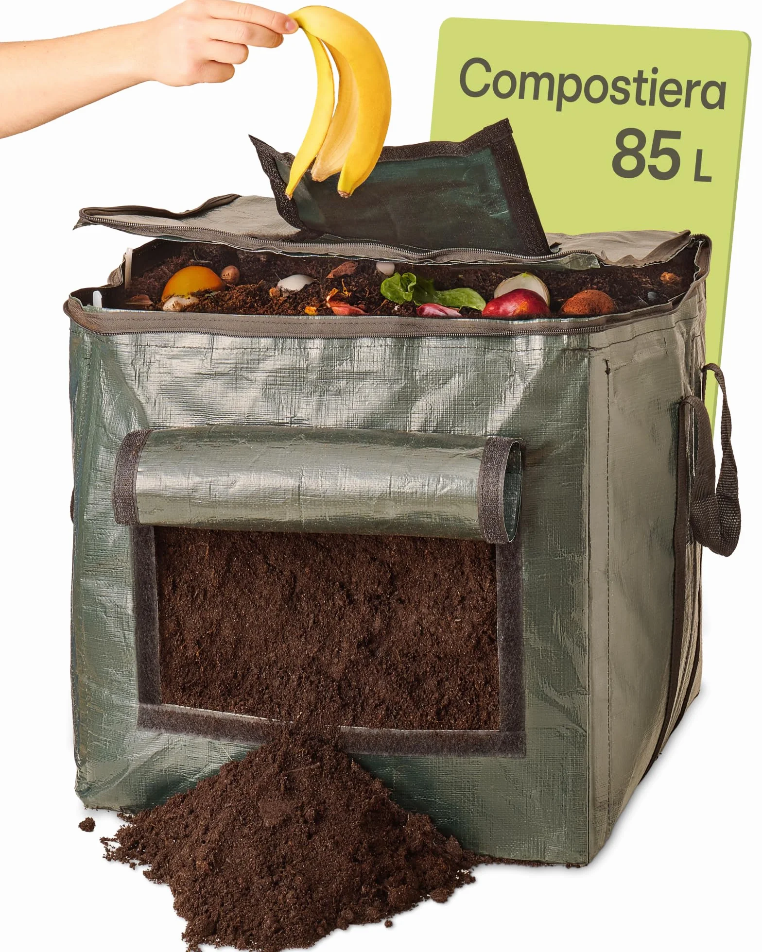 Praknu Piccola Compostiera da Giardino 85 L - Salvaspazio - Resistente alle Intemperie - Compostatore Rapido per Rifiuti da Cucina