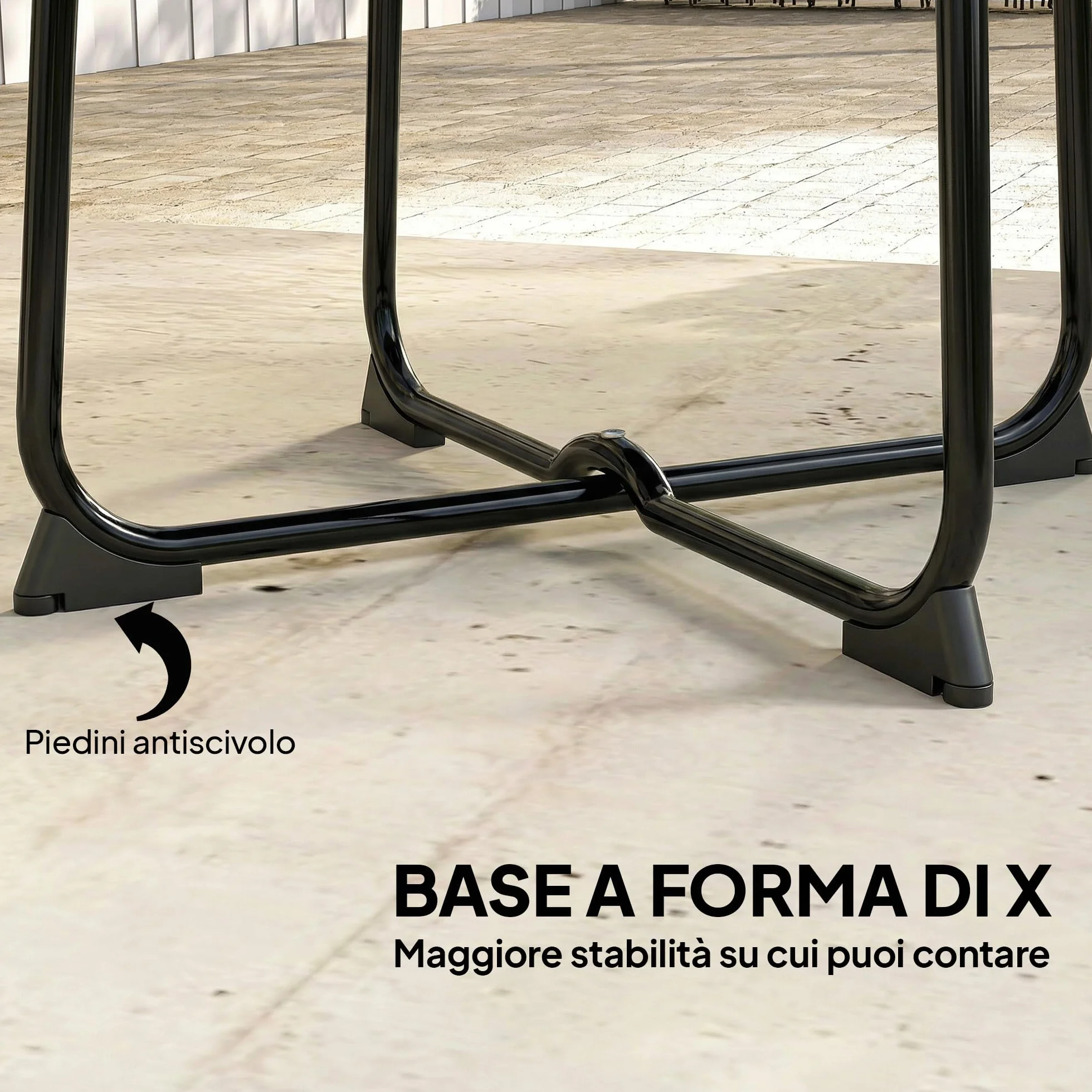 Outsunny Tavolino da Caffè da Giardino Rotondo 50 cm Stile Industriale con Piedini Antiscivolo, Tavolo da Caffè con Base a X in Metallo, per Balcone, Giardino, Terrazza, Soggiorno, Nero