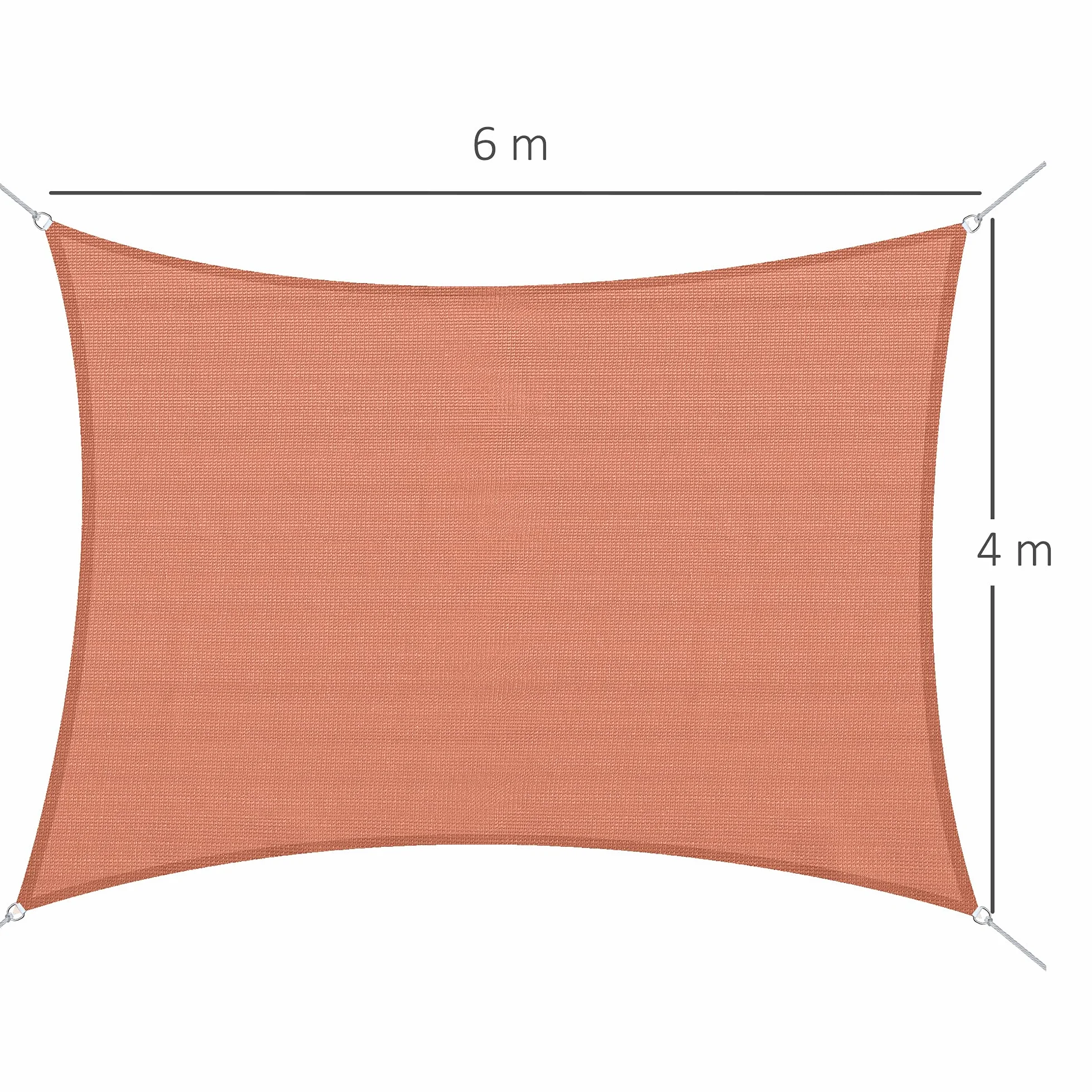 Outsunny Tenda a Vela Parasole Rettangolare Tenda da Sole Protezione Raggi UV in PE 4 x 6m, Rossa