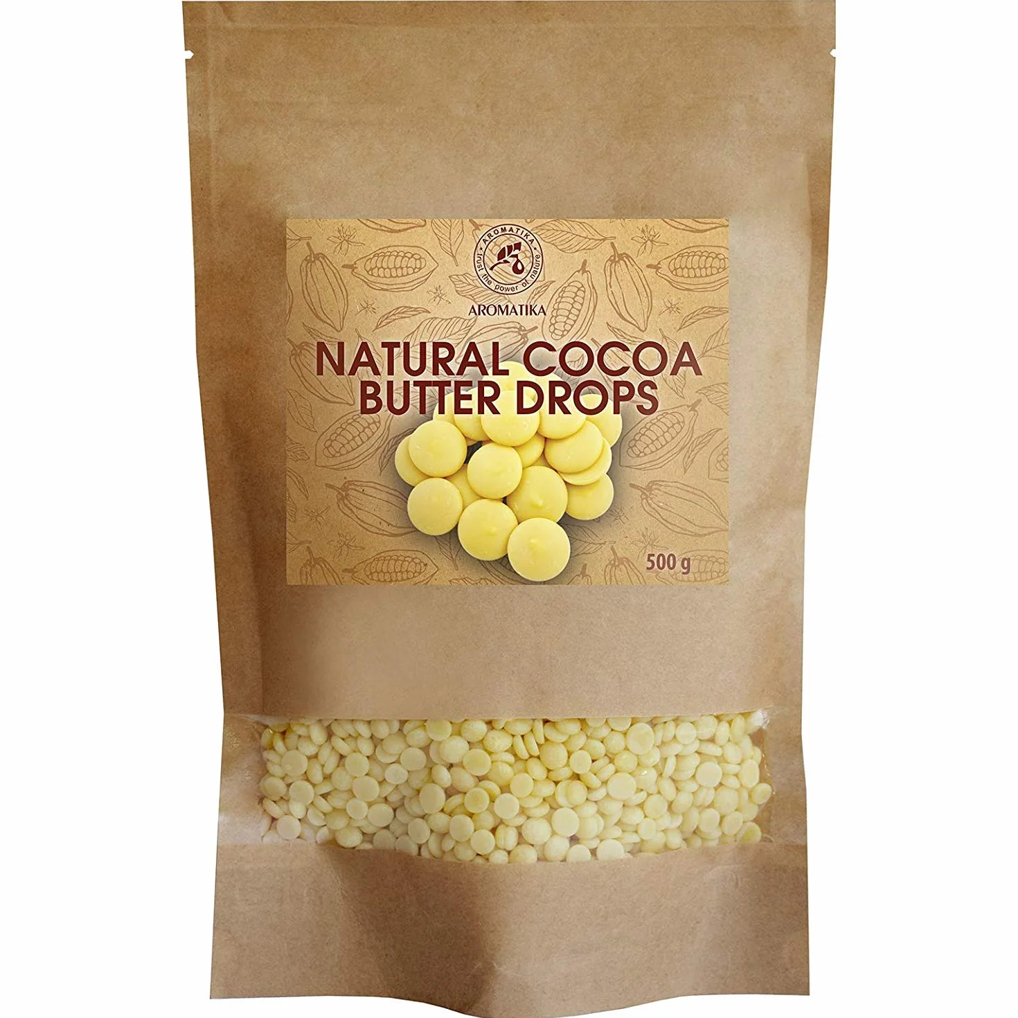 Cacao Burro con Chip Naturale 500g - 100% Naturale & Puro - Theobroma Cacao Butter - Belgium - Burro di Cacao - Cocoa Nibs - Ricco di Antiossidanti - Minerali & Vitamine