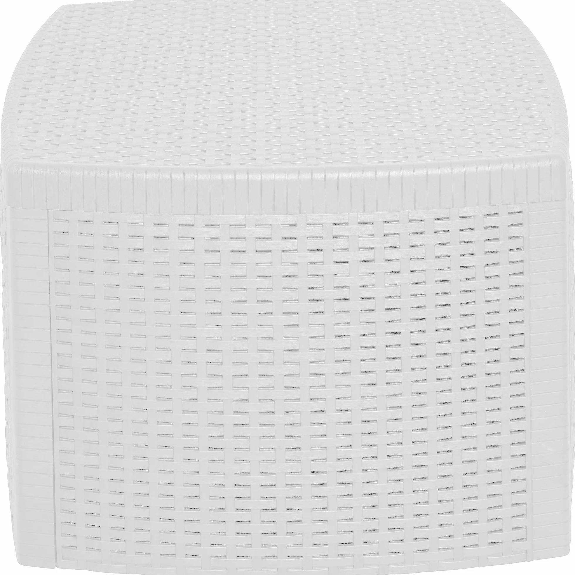 Dmora - Tavolino da Esterno Faenza, Tavolino Contenitore, Tavolo Basso Effetto Rattan, 100% Made in Italy, Cm 53x53h40, Bianco