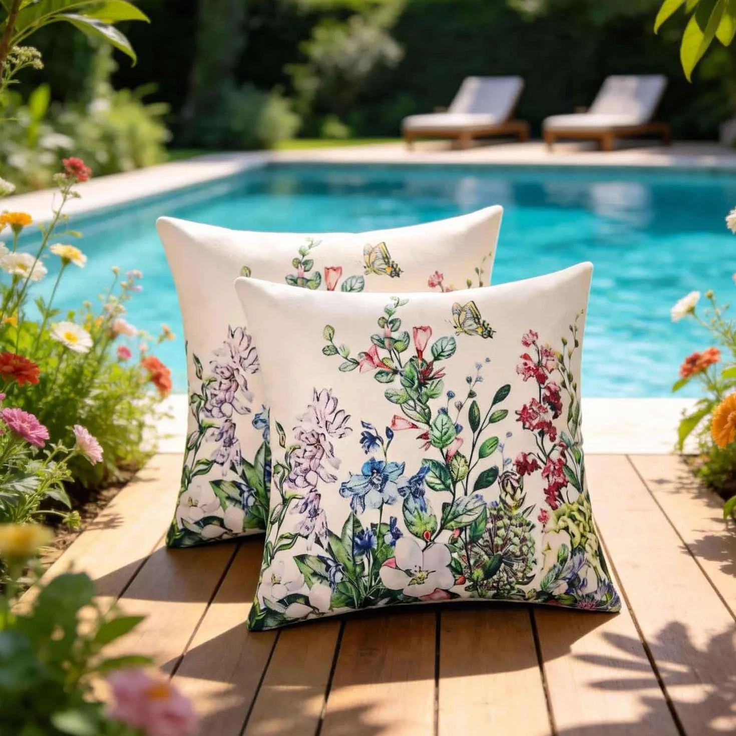 Federe Cuscini 45x45 Lavabile - 2 Pezzi Copricuscini Divano Impermeabile pa Esterno - Copri Cuscini Per Divano Quadrato per Soggiorno, Giardino, Terrazza, Balcone, Piscina, Picnic e Campeggio