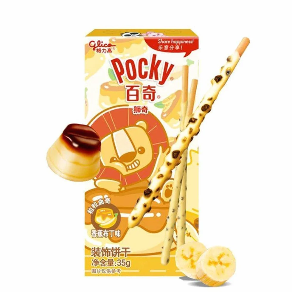Pocky Glico • Gusto Budino e Banana • Confezione 35 Grammi • Tea Soul