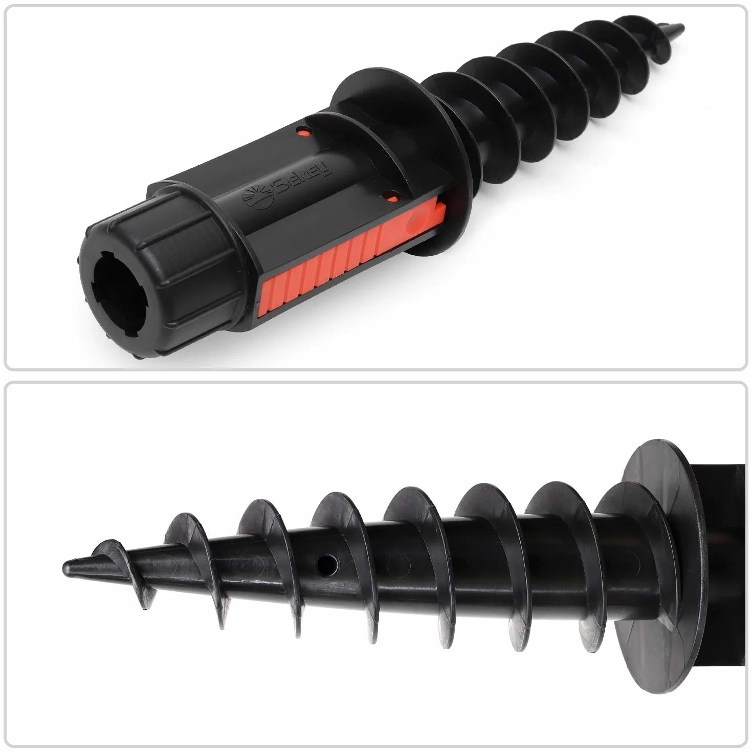 Sekey Base per Ombrellone – Picchetto per Ombrellone da Spiaggia con Trivella e Gancio, Supporto per Ombrellone per Aste da 22-32 mm, per Sabbia e Terra, Nero