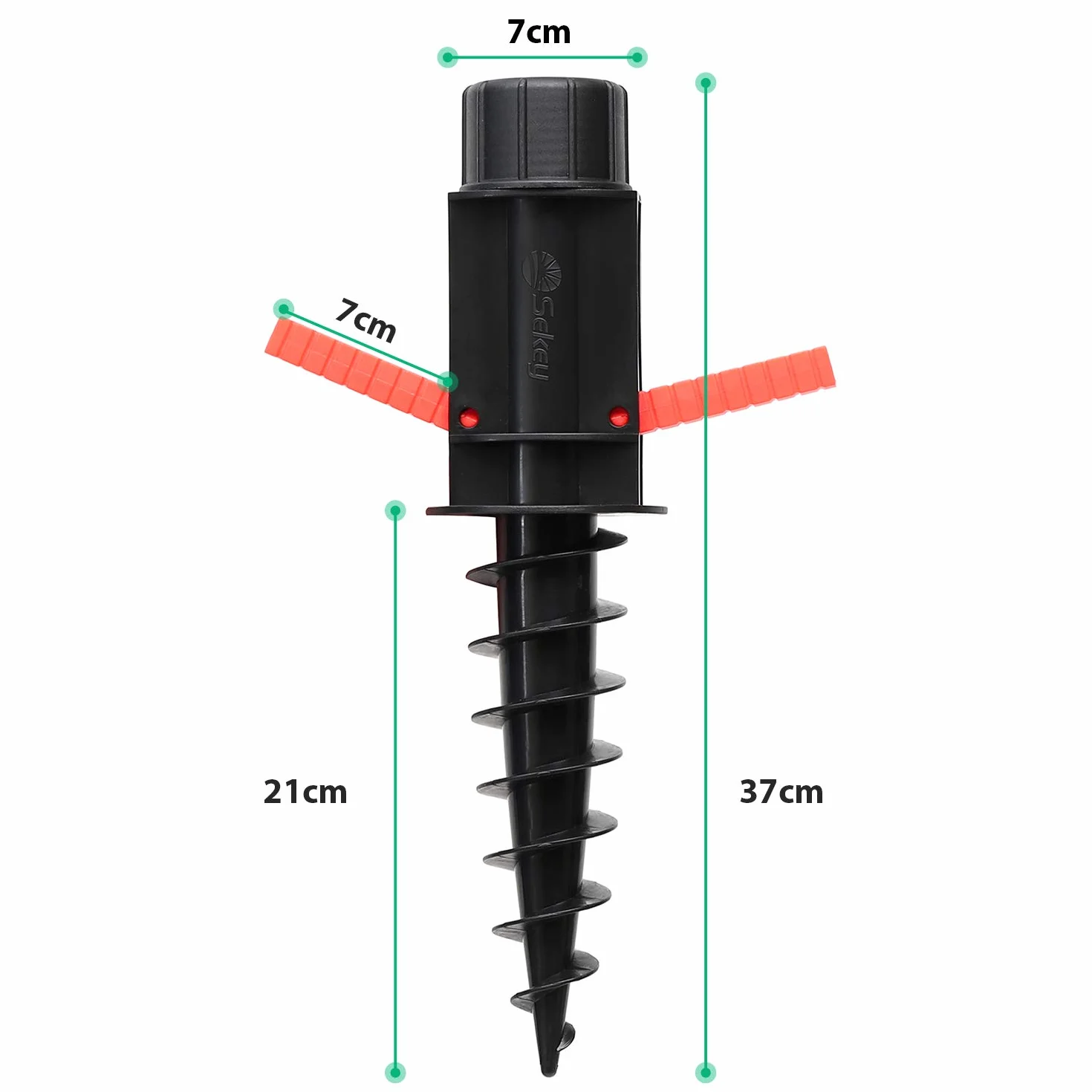 Sekey Base per Ombrellone – Picchetto per Ombrellone da Spiaggia con Trivella e Gancio, Supporto per Ombrellone per Aste da 22-32 mm, per Sabbia e Terra, Nero