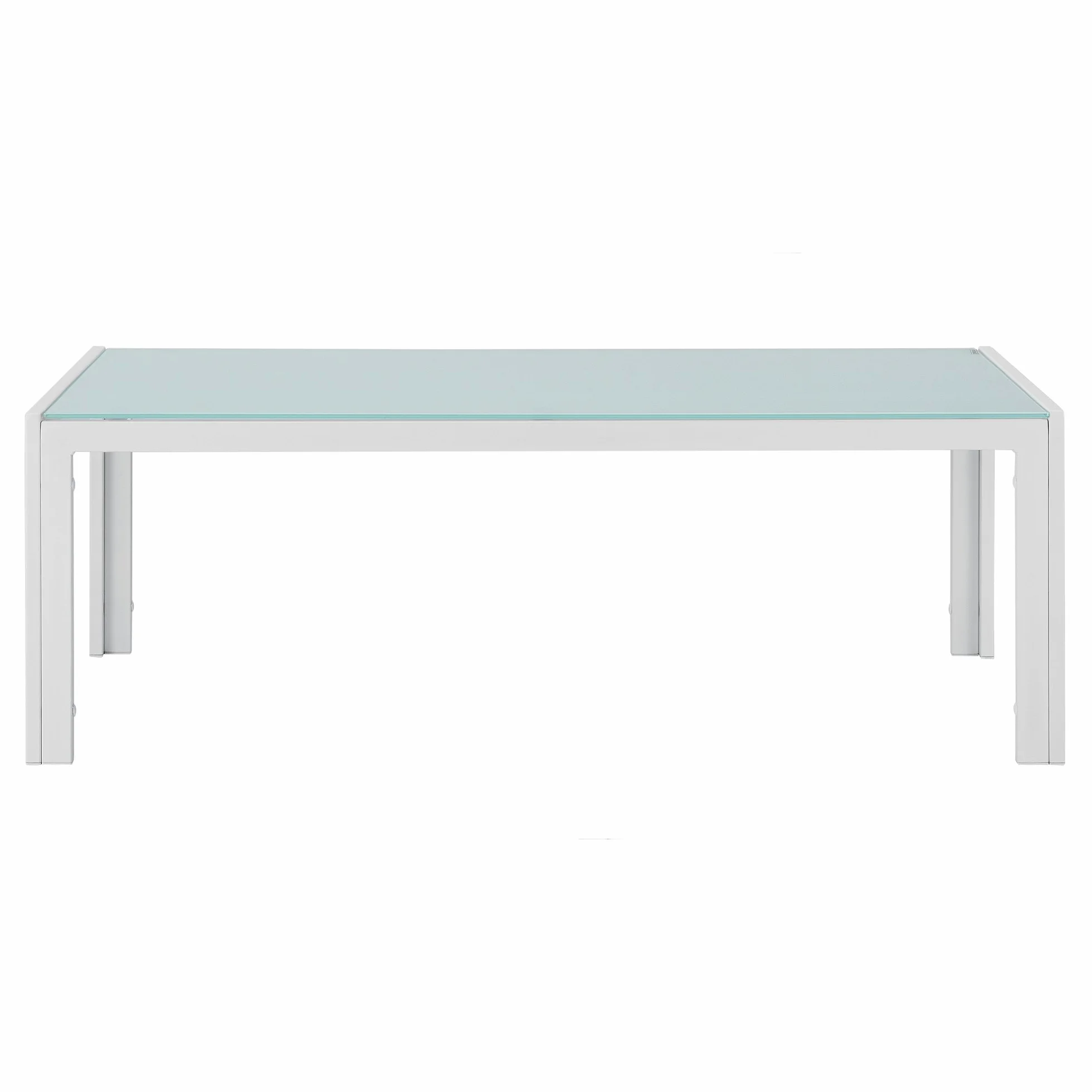 casa.pro Tavolino da Esterno con Piano in Vetro e Telaio in Metallo Design Moderno 100x50x35 cm Mobile da Giardino Terrazza Balcone - Bianco